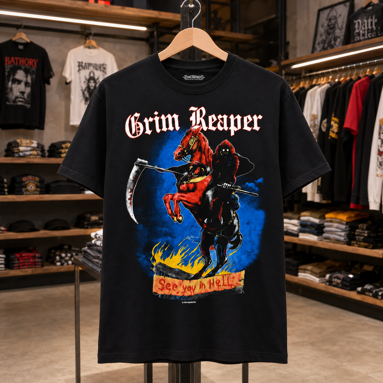 Vintage 80s GRIM REAPER See You In Hell 1984 tour concert band t shirt