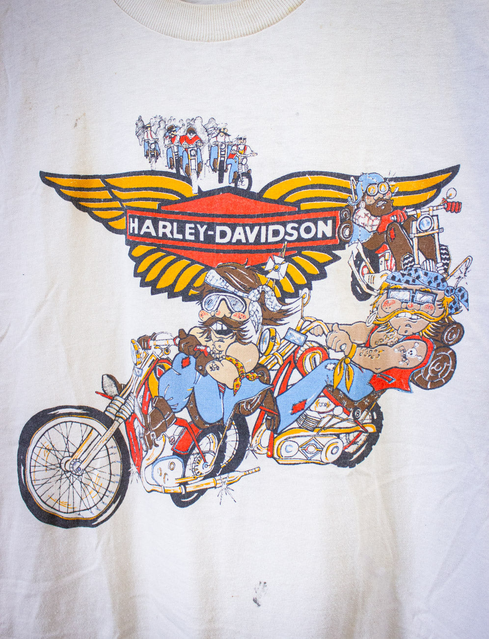 Vintage 70s Harley Davidson T Shirt Biker Gang Cartoon