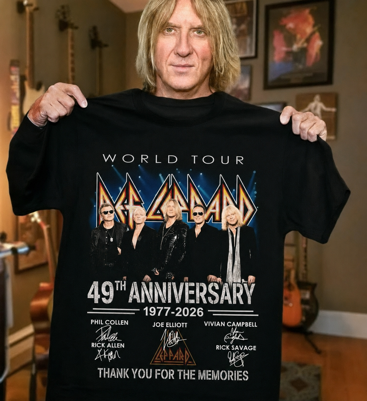 Def Leppard 49th Anniversary World Tour Commemorative Black T-Shirt｜1977–2026 Thank You For The Memories 🎸🔥