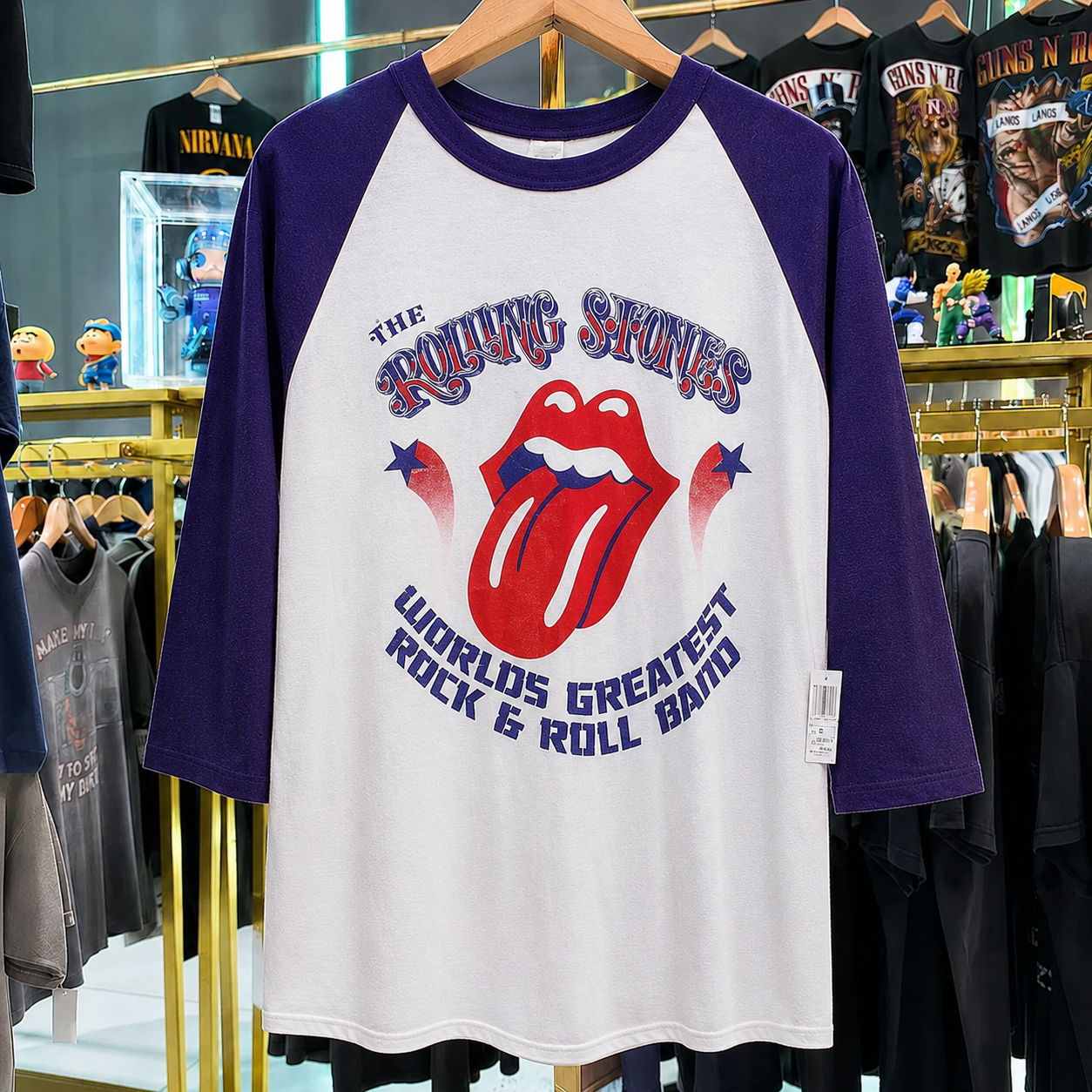 Hard-To-Find Vintage Rolling Stones Raglan, Almost Gone Collectible