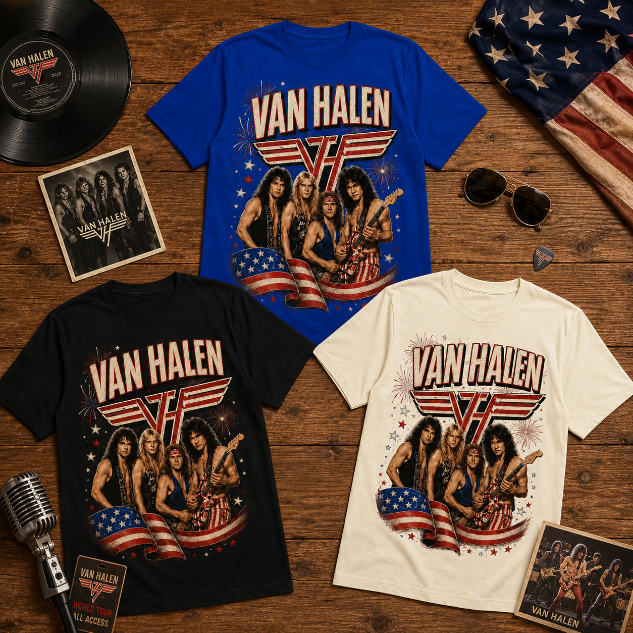 Van Halen Red White Vintage Rock Patriotic T-Shirt