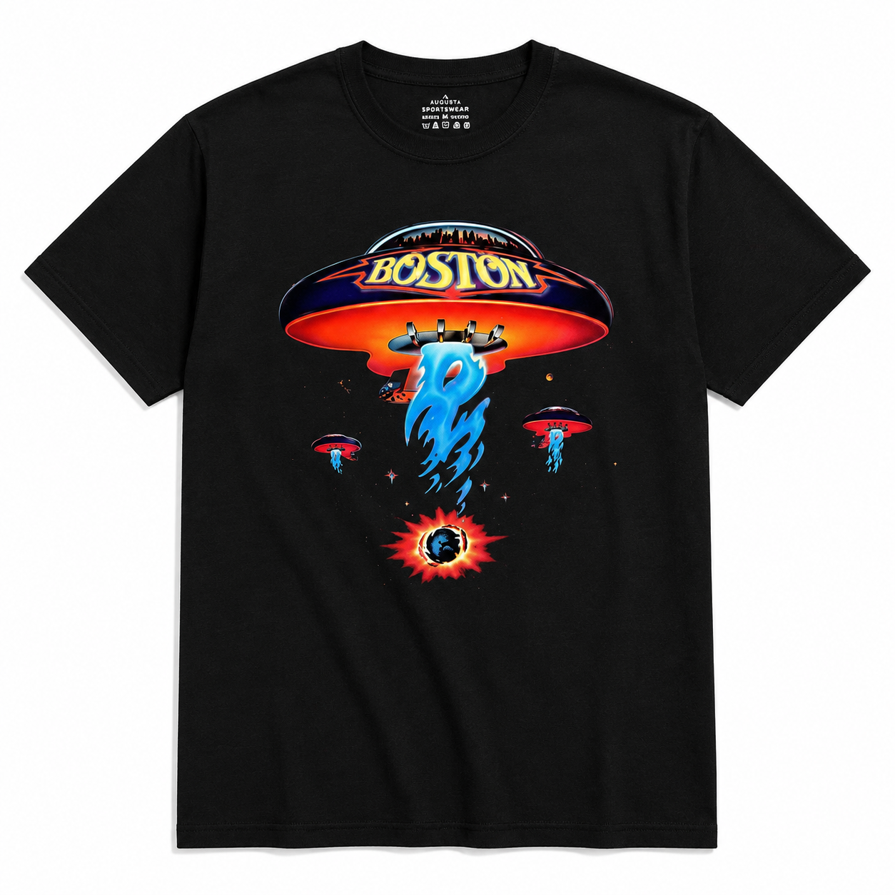 Vintage 1987 Boston US Tour UFO Paper Thin Off Black T Shirt S/M