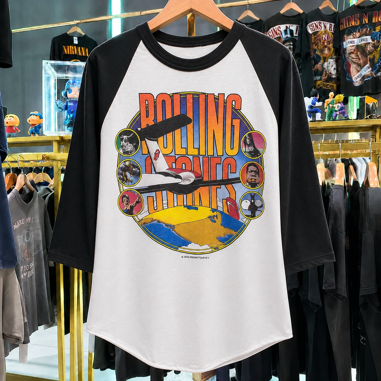 Hard-To-Find Vintage Rolling Stones Raglan, Almost Gone Collectible