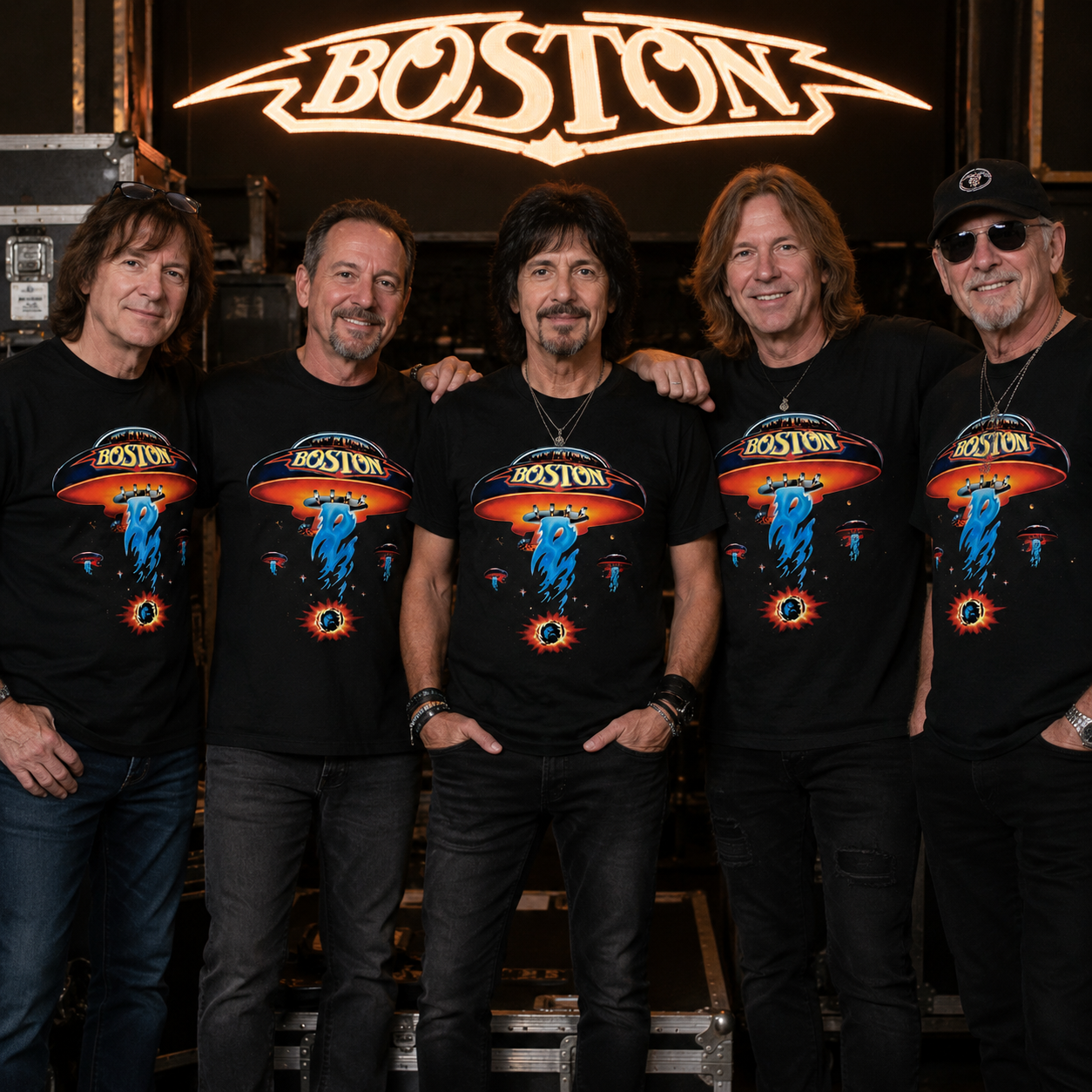 Vintage 1987 Boston Rock Band Legend Spaceship Symbol Tee