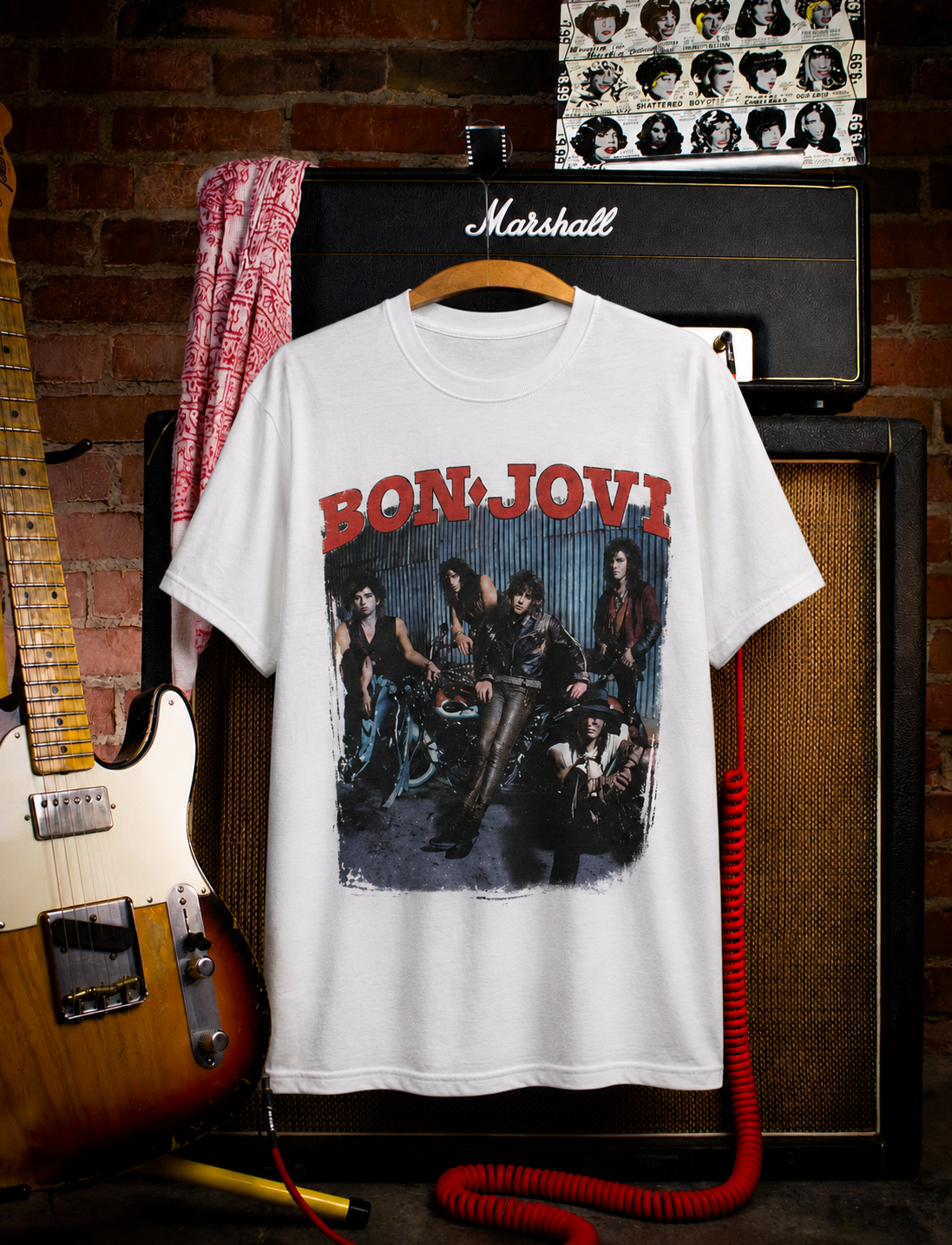 '89 Vintage Bon Jovi "Kiss'Em Where it Stinks" Wht T-Shirt - SML