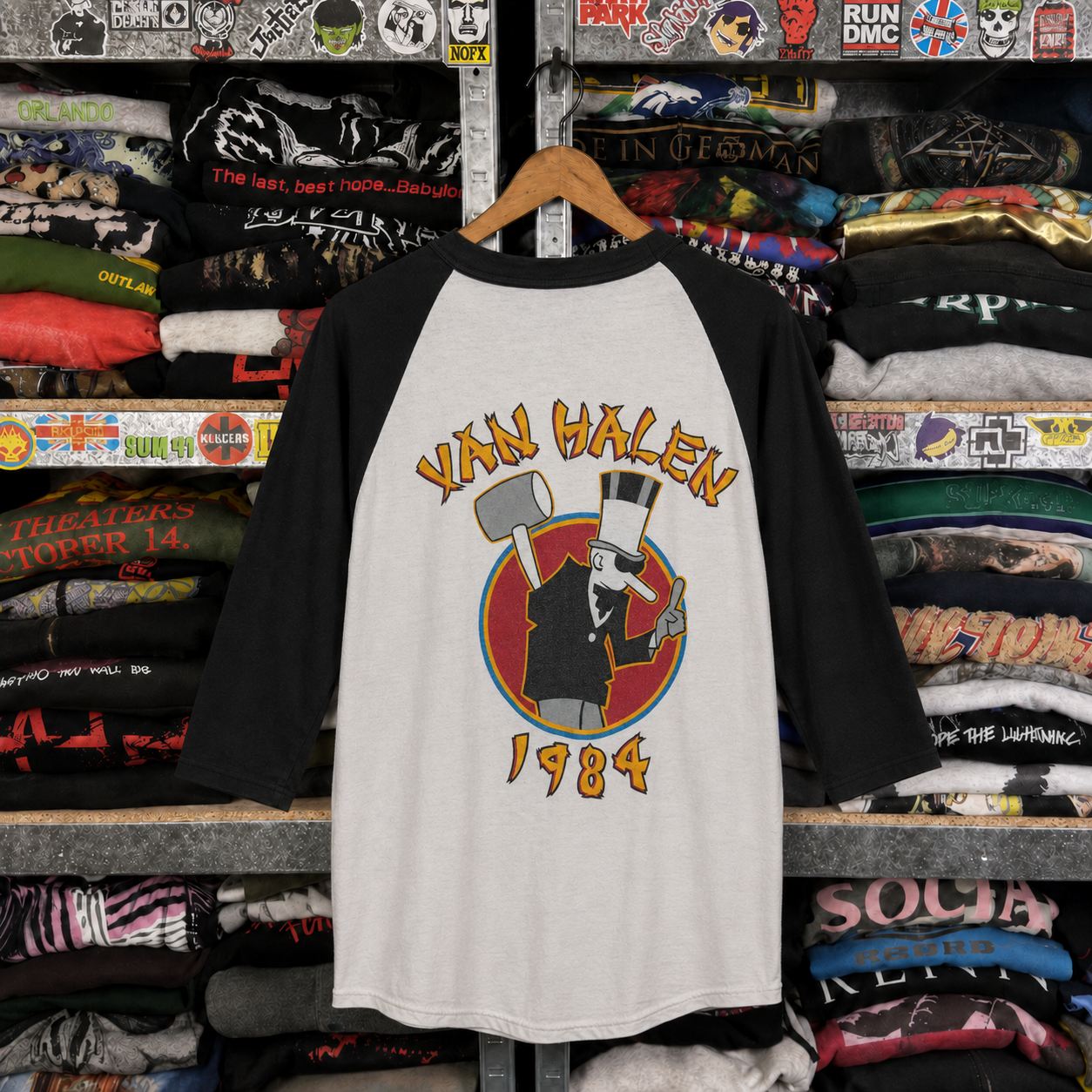 Rare Hard To Find Vintage Van Halen Raglan Shirt, Nearly Sold Out Collectors Piece
