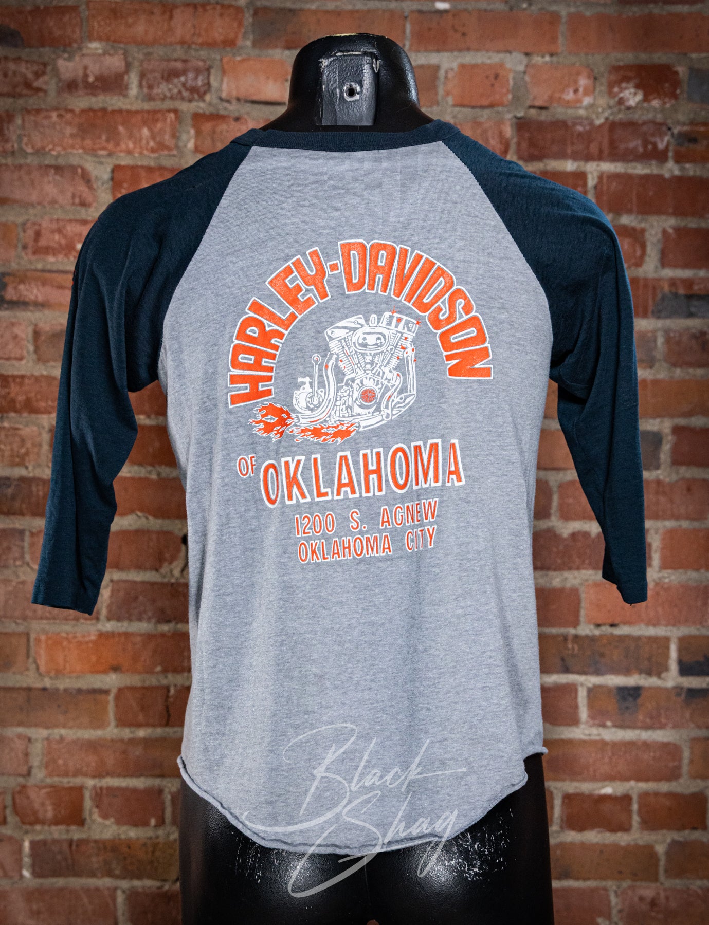 Vintage 80s Harley Davidson Oklahoma Raglan Graphic T Shirt 