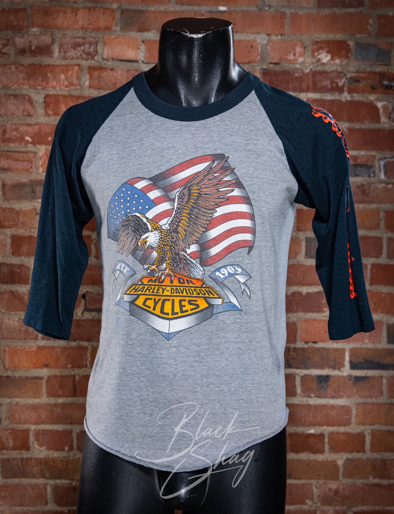 Vintage 80s Harley Davidson Oklahoma Raglan Graphic T Shirt 