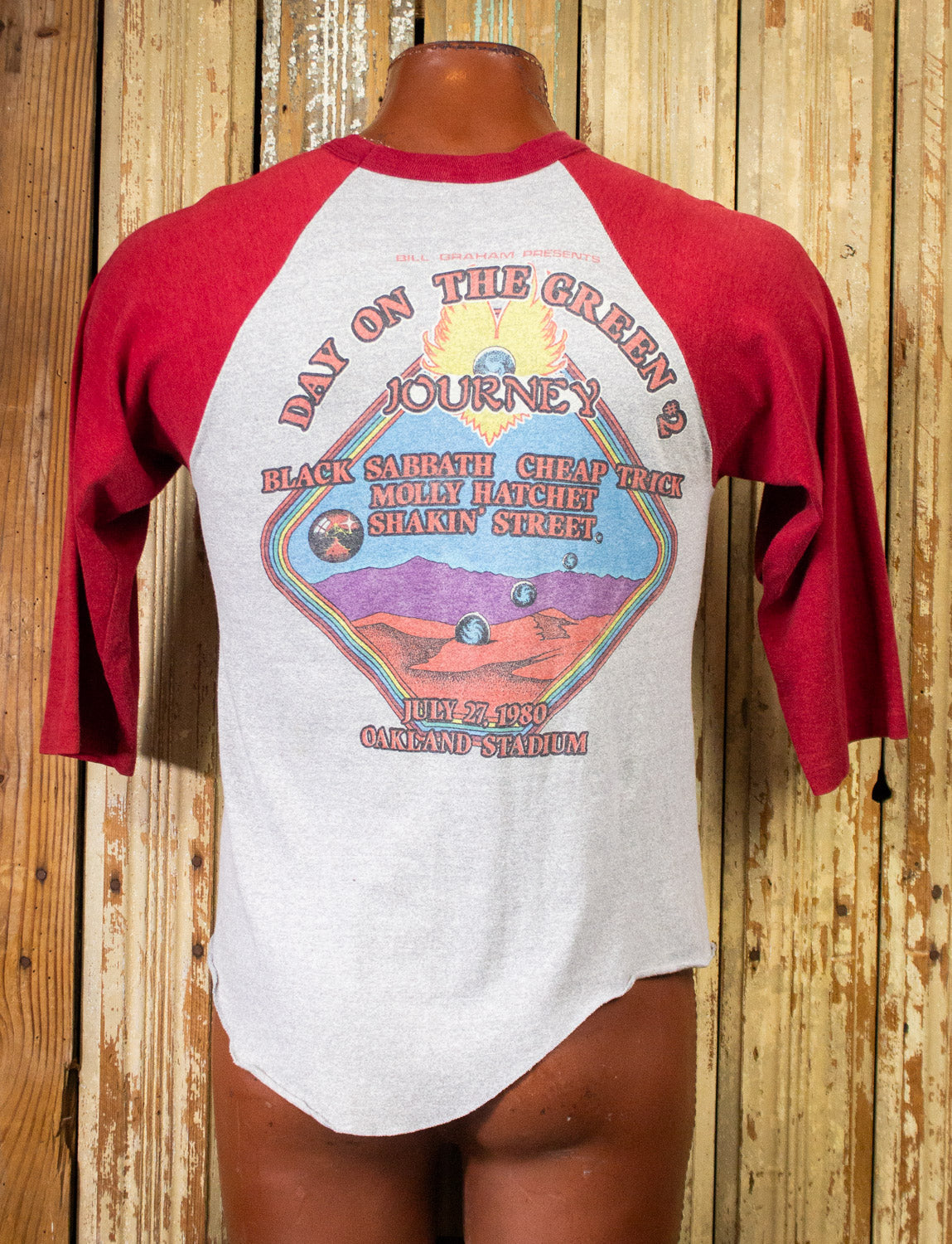 Vintage Journey Day On The Green Raglan Concert T Shirt 1980 Red/Gray 