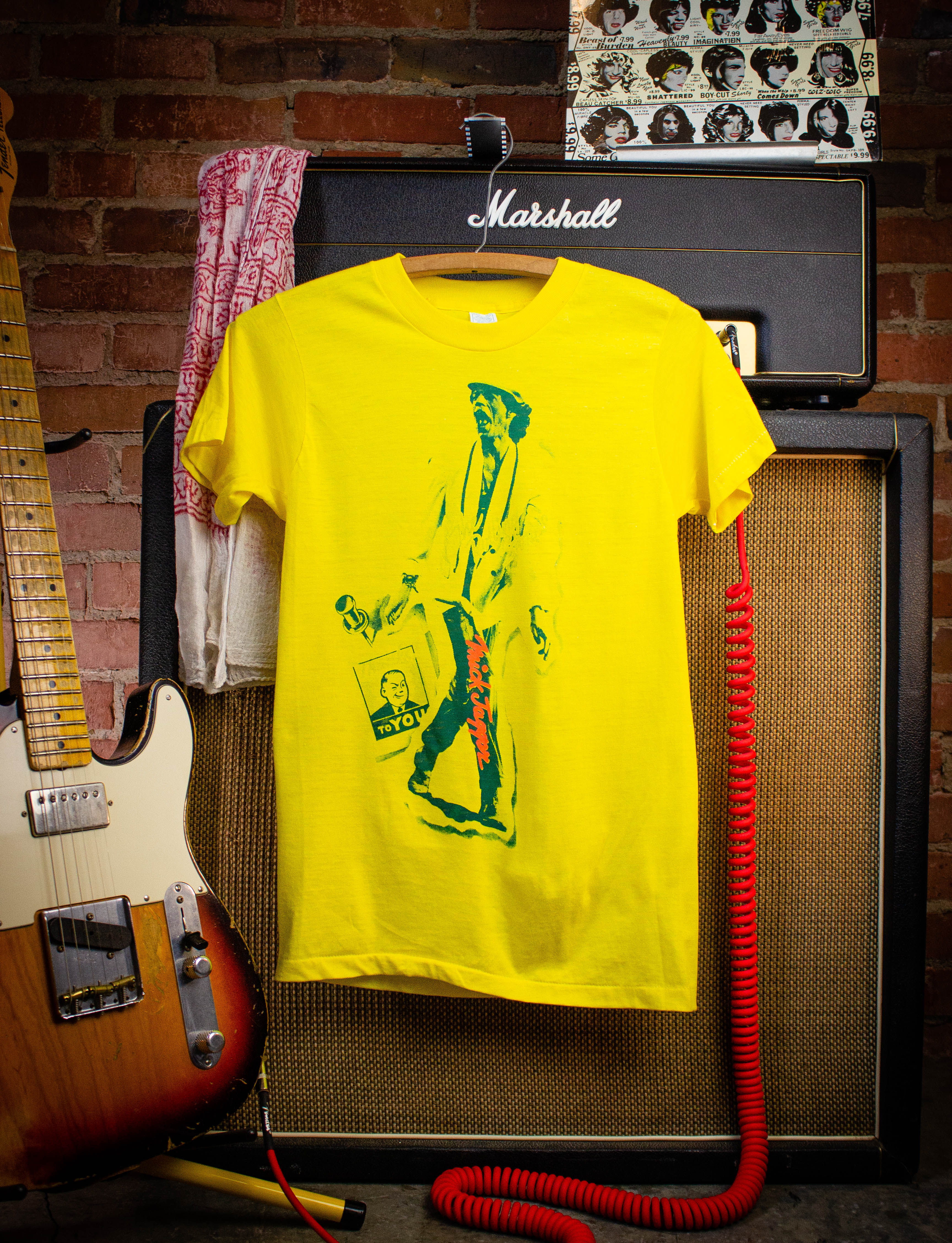 Vintage Mick Jagger Bootleg Concert T Shirt 70s Yellow