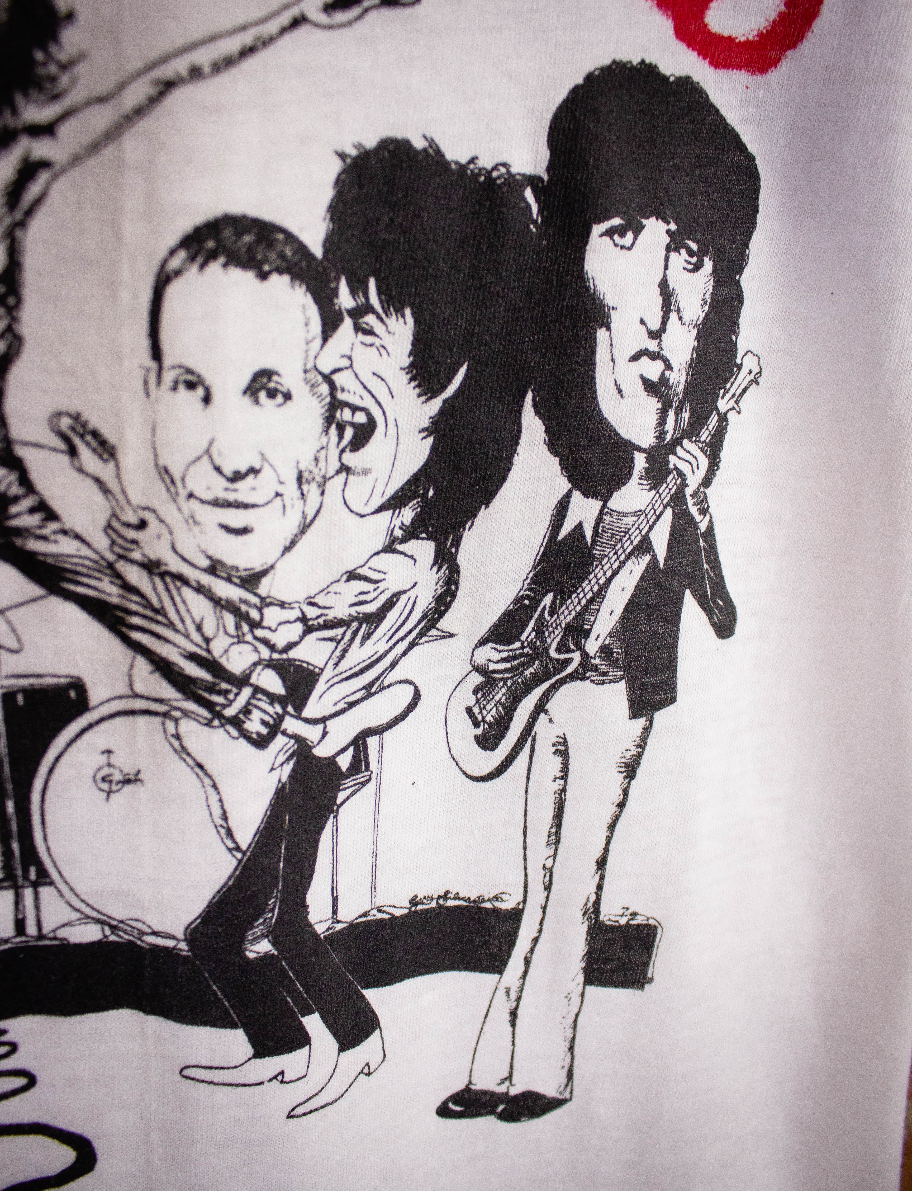 Vintage Rolling Stones Caricature Ringer Concert T Shirt 1978 White/Red