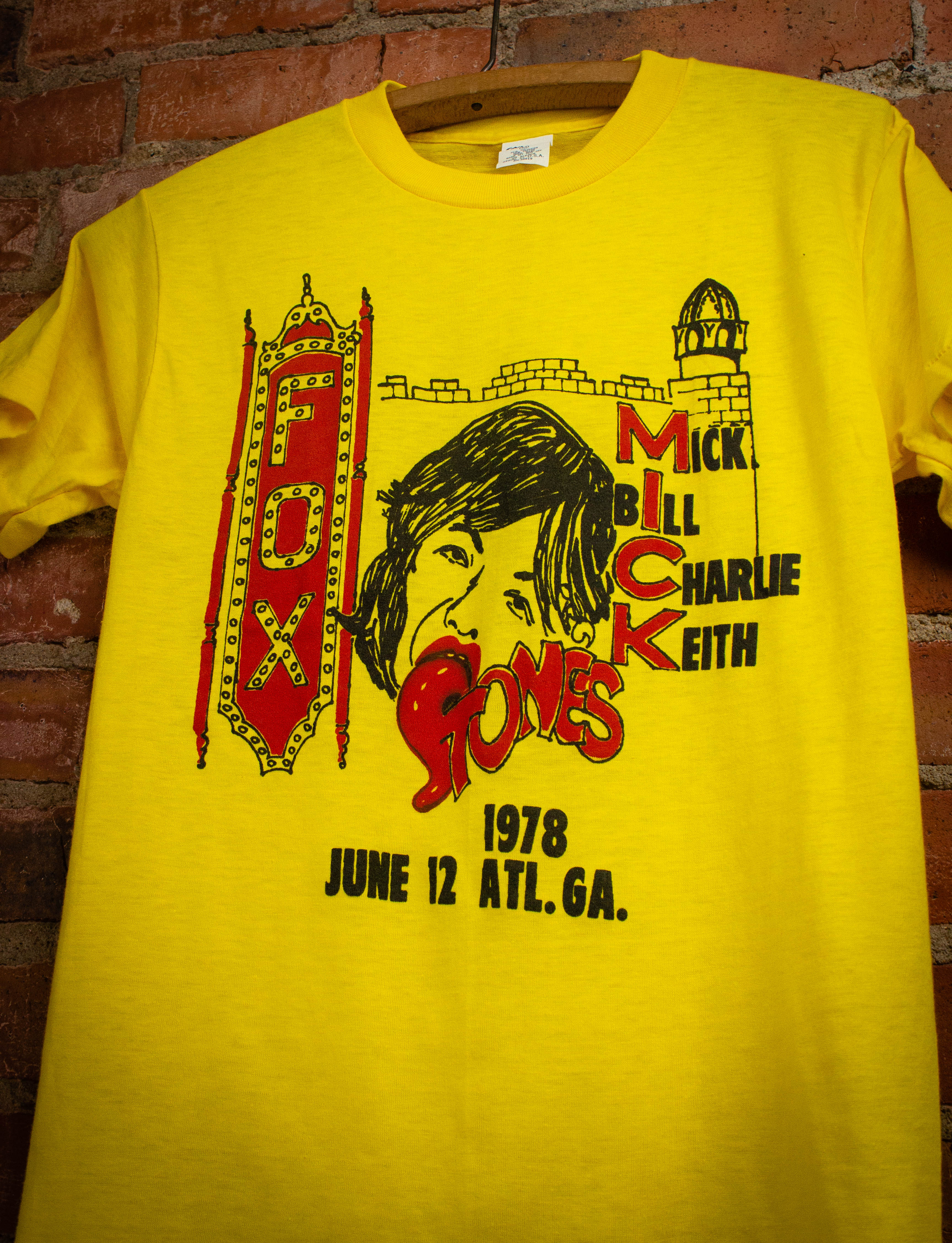 Vintage Rolling Stones Fox Theatre Concert T Shirt 1978 Yellow