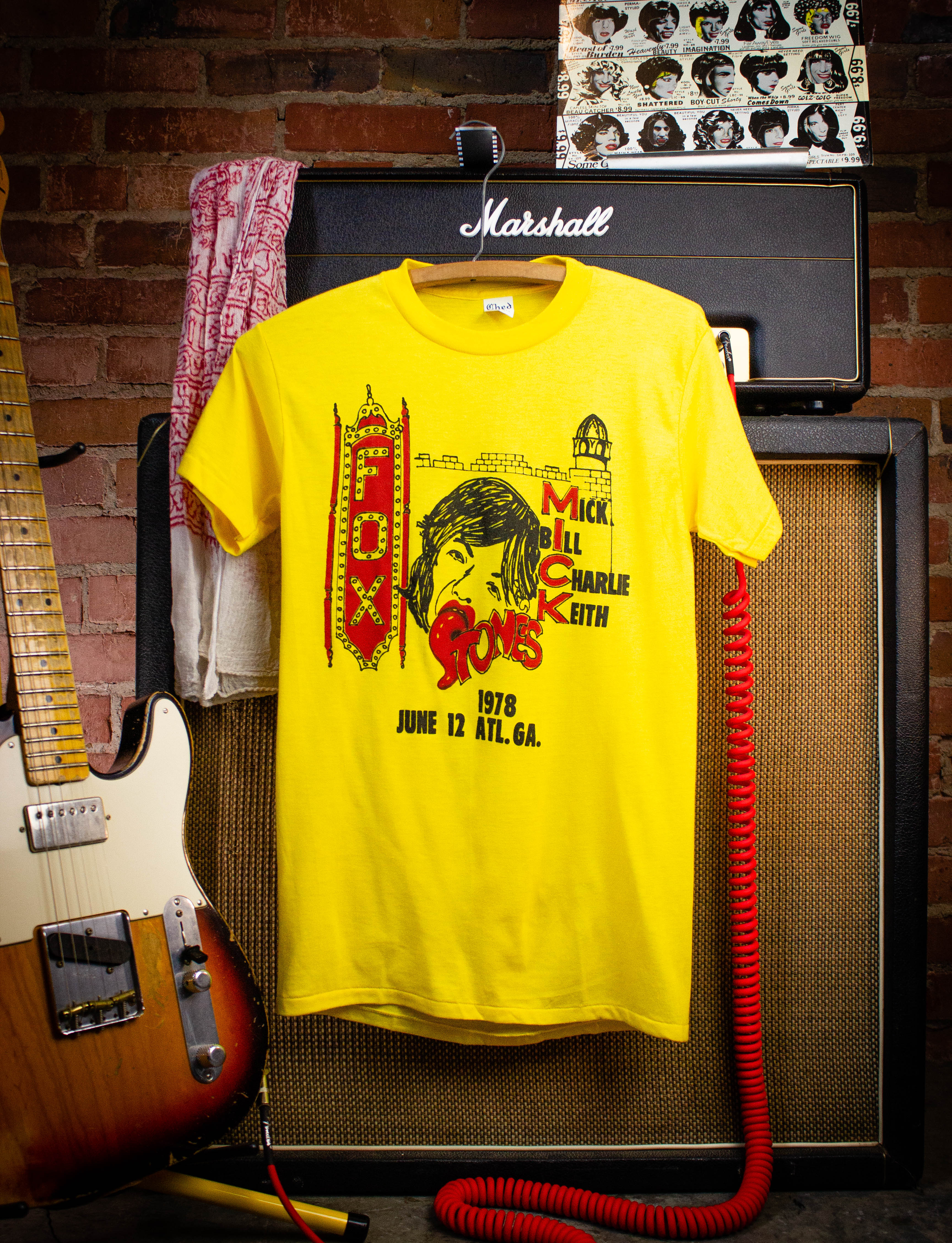 Vintage Rolling Stones Fox Theatre Concert T Shirt 1978 Yellow