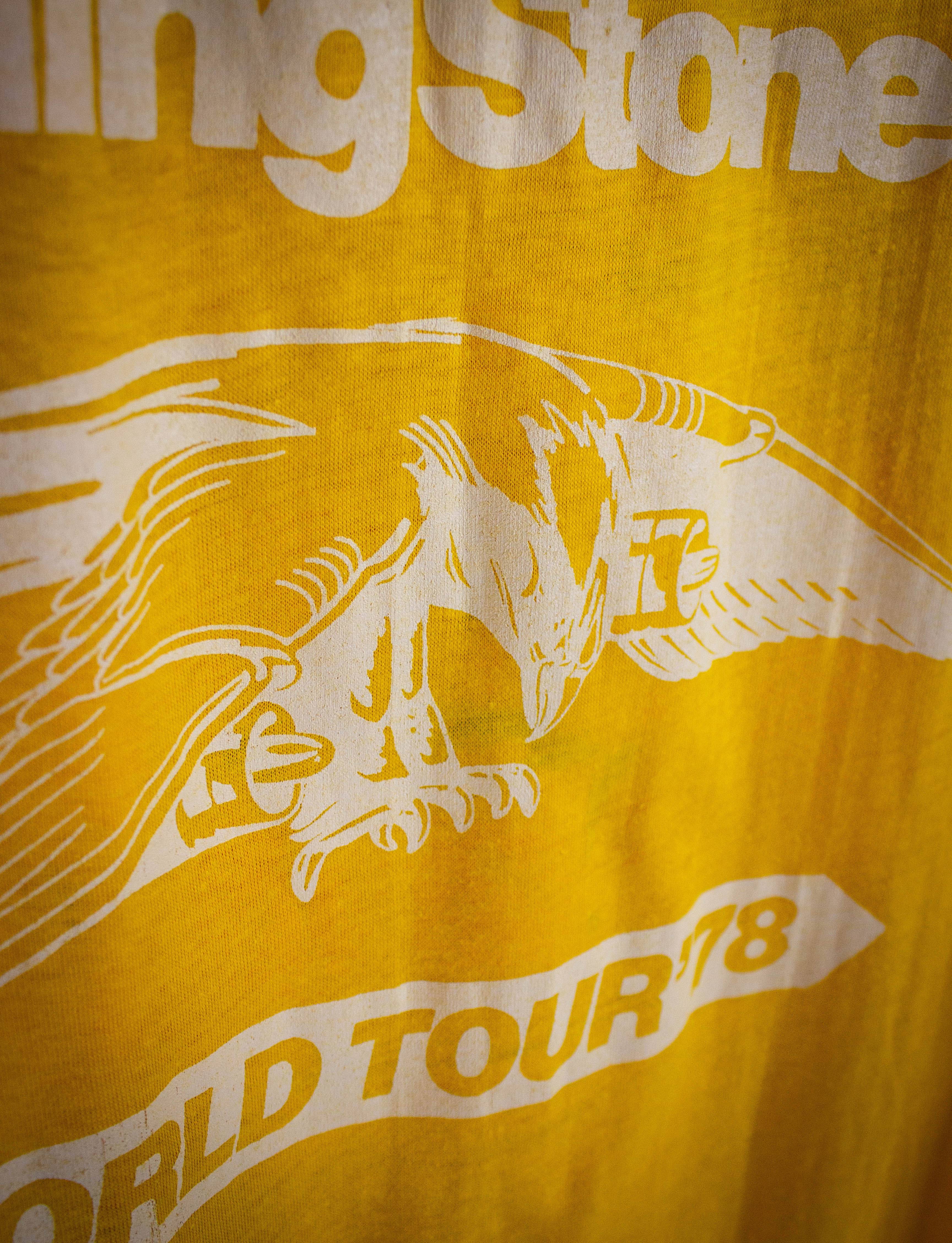 Vintage Rolling Stones World Tour Concert T Shirt 1978 Yellow