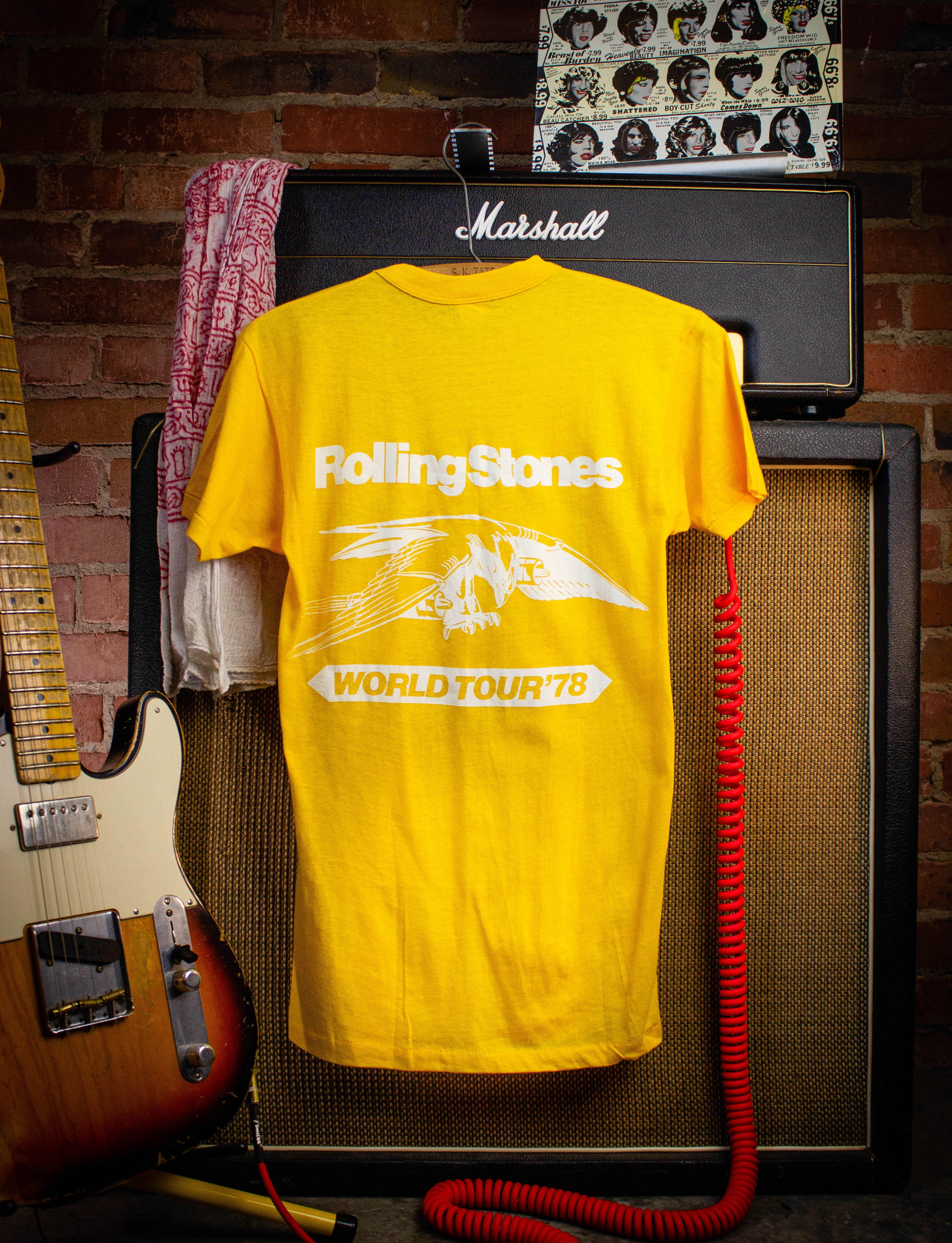 Vintage Rolling Stones World Tour Concert T Shirt 1978 Yellow