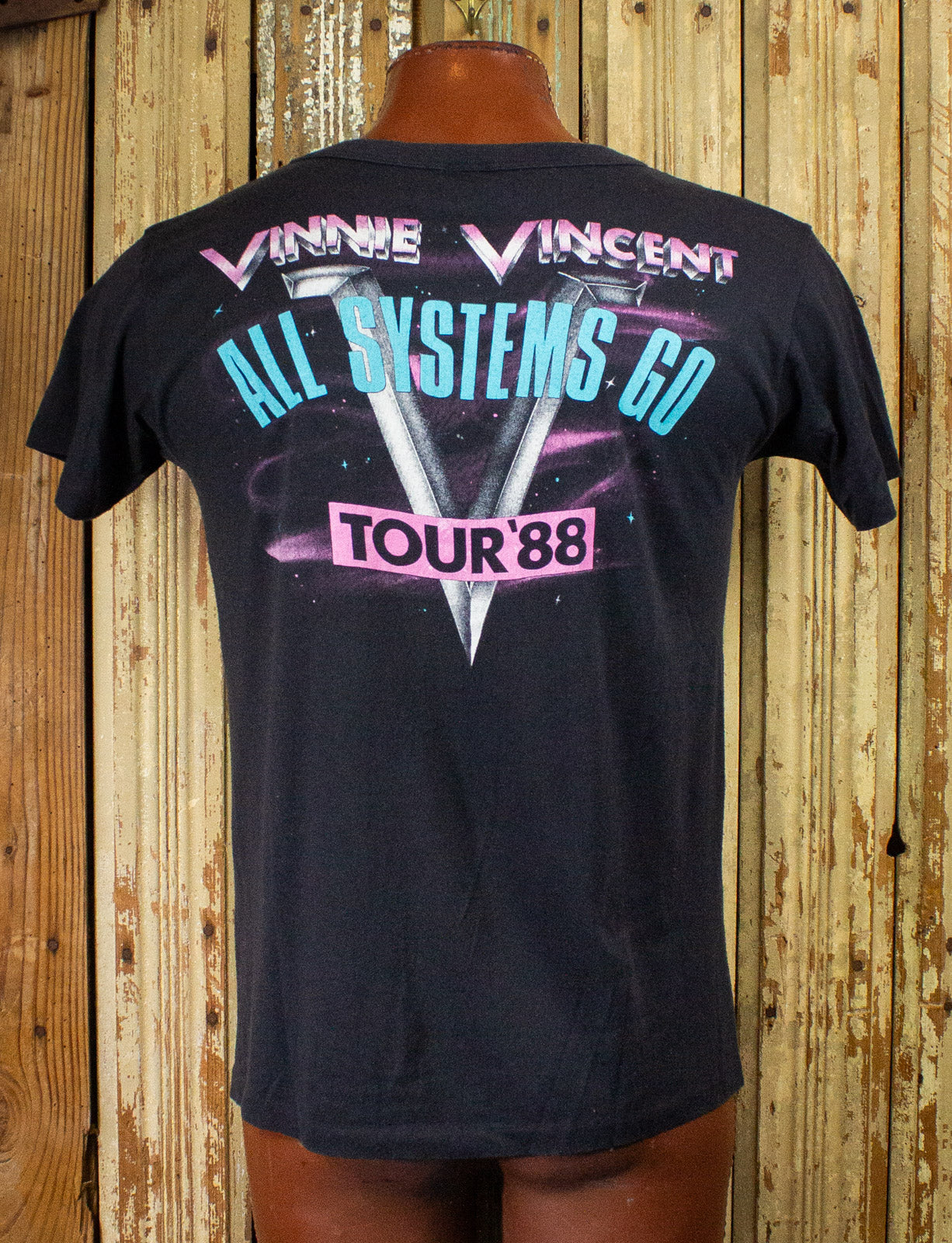 Vintage Vinnie Vincent All Systems Go Concert T Shirt 1988 Black 
