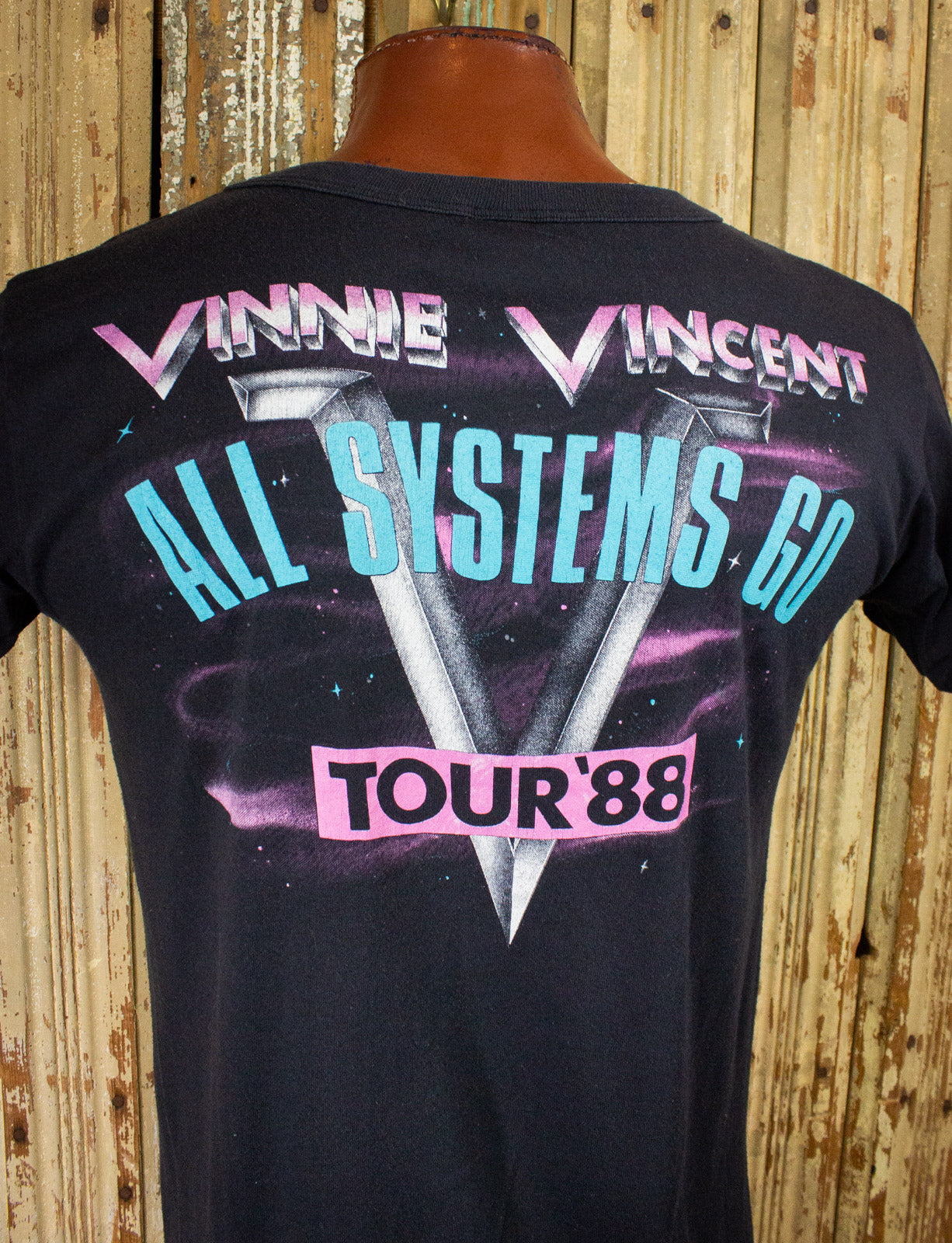 Vintage Vinnie Vincent All Systems Go Concert T Shirt 1988 Black 