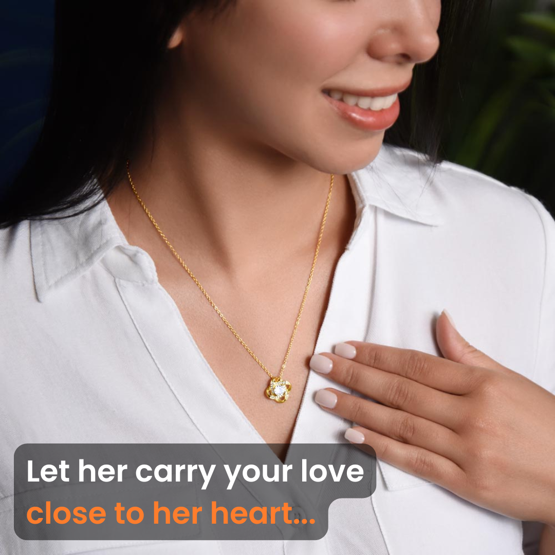 To My Bonus Daughter - "My Family Forever" Love Knot Necklace