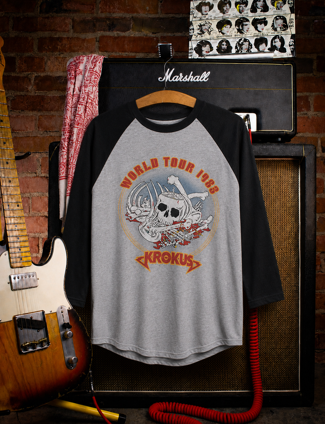 Back graphic with World Tour 1983 text, skull artwork and Krokus logo