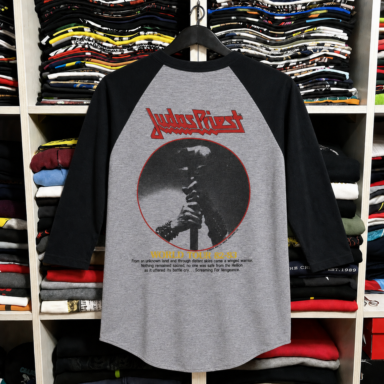 Judas Priest raglan tee front artwork