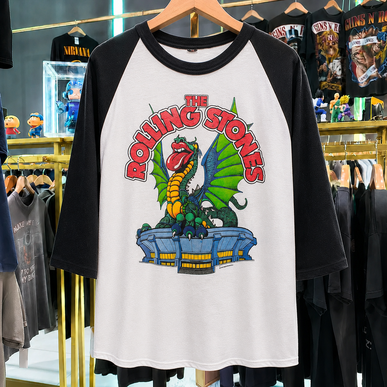 Hard-To-Find Vintage Rolling Stones Raglan, Almost Gone Collectible