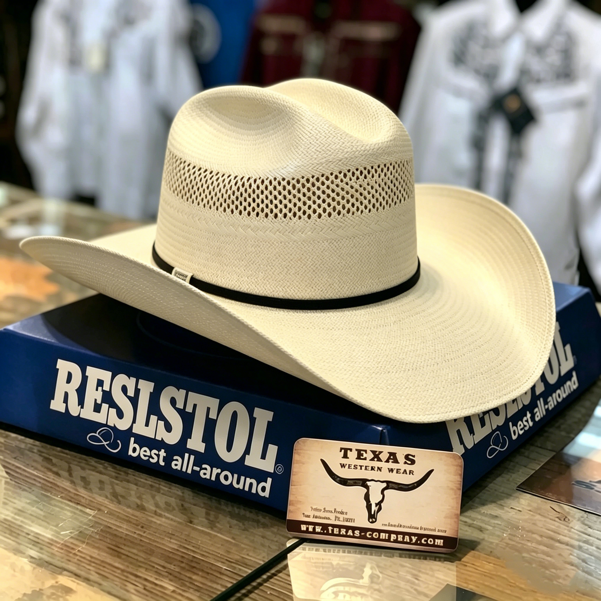 RES George Straight 10x Colt Cowboy Straw Hat With Feather
