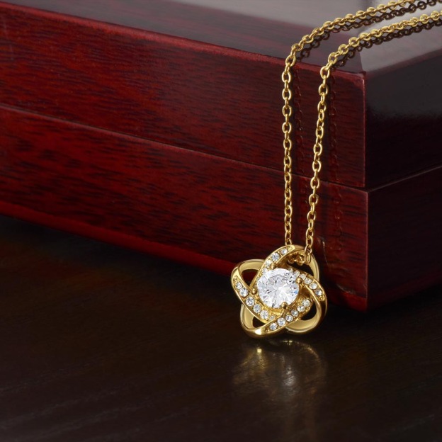 To My Bonus Daughter - "My Family Forever" Love Knot Necklace