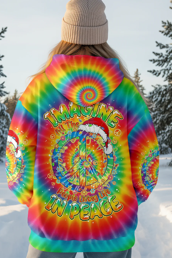 IMAGINE ALL THE PEOPLE LIVING LIFE IN PEACE CHRISTMAS TIE DYE ALL OVER PRINT