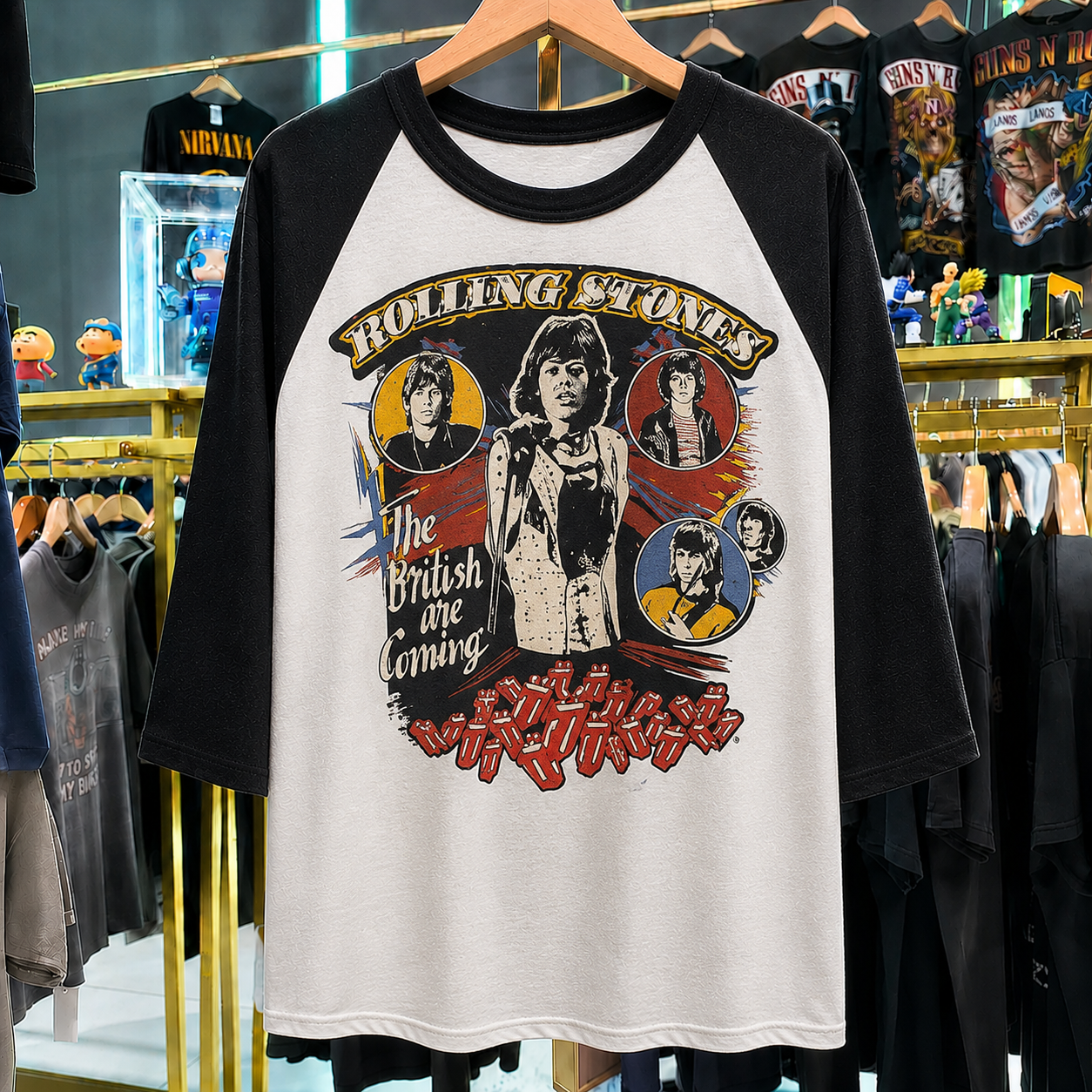 Hard-To-Find Vintage Rolling Stones Raglan, Almost Gone Collectible