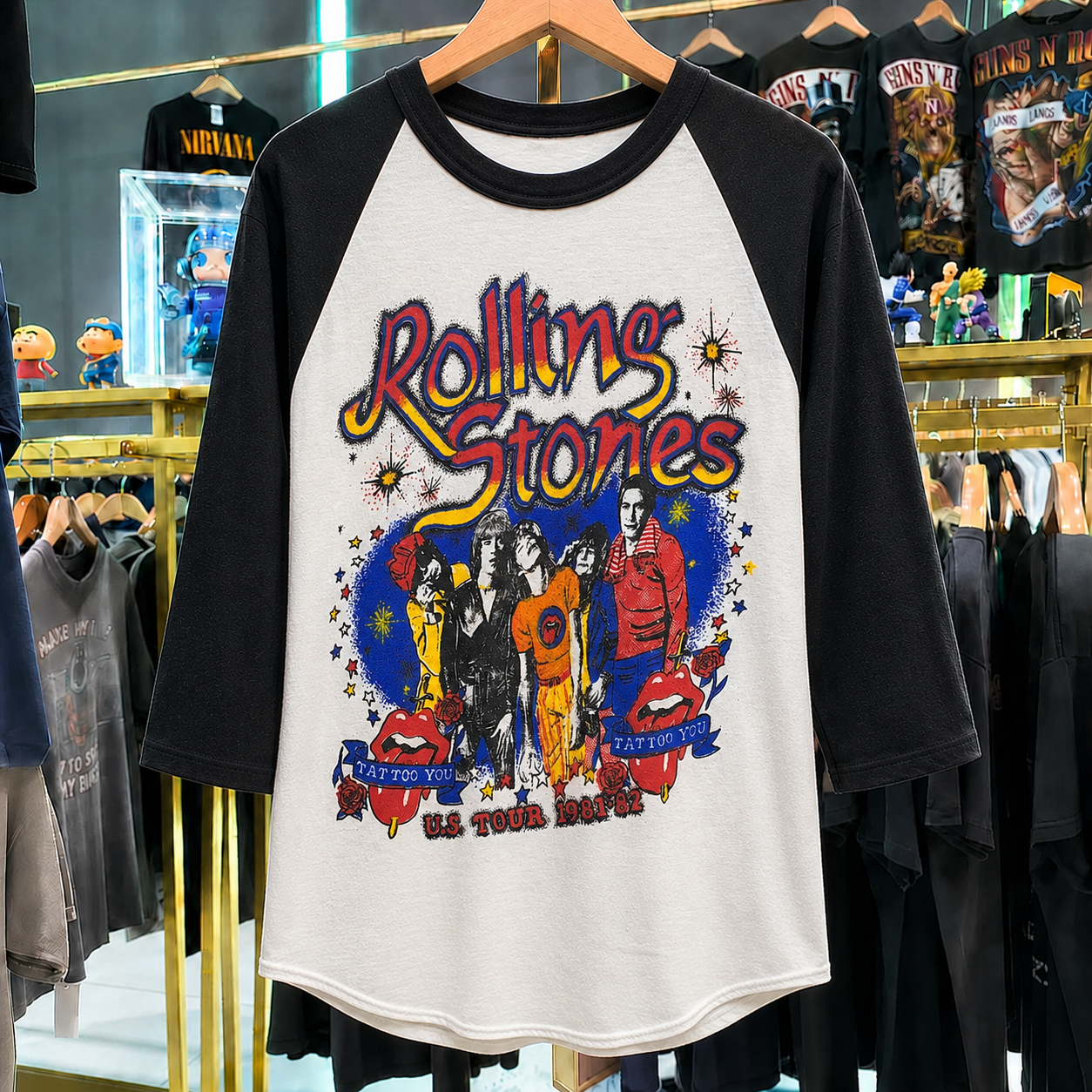 Hard-To-Find Vintage Rolling Stones Raglan, Almost Gone Collectible