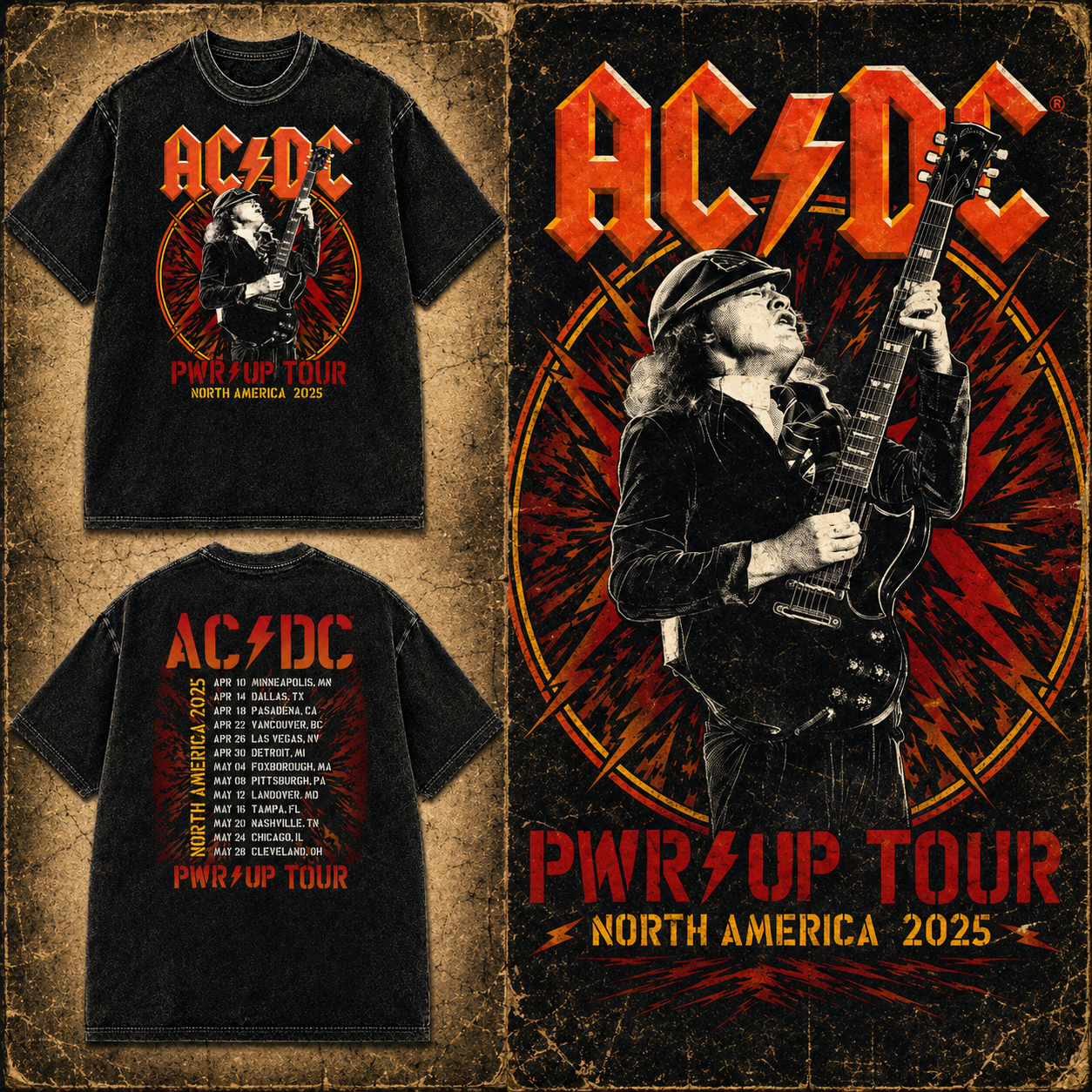 Angus Bolts PWR UP Tour T-Shirt