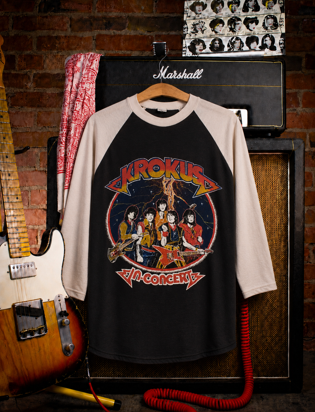 Vintage Krokus Band In Concert Raglan Tee