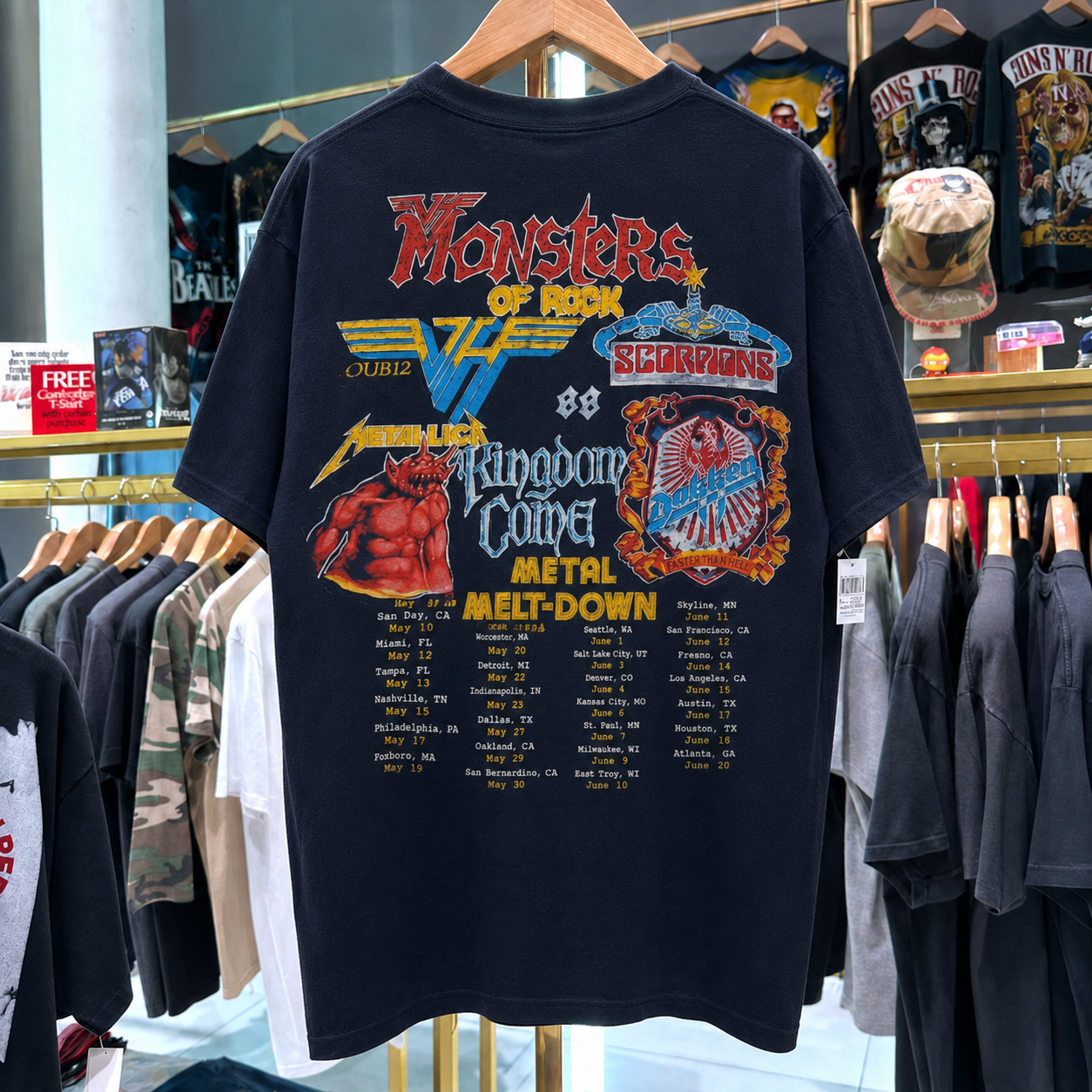 Vintage 80s VAN HALEN Monsters Of Rock 1988 tour concert t-shirt