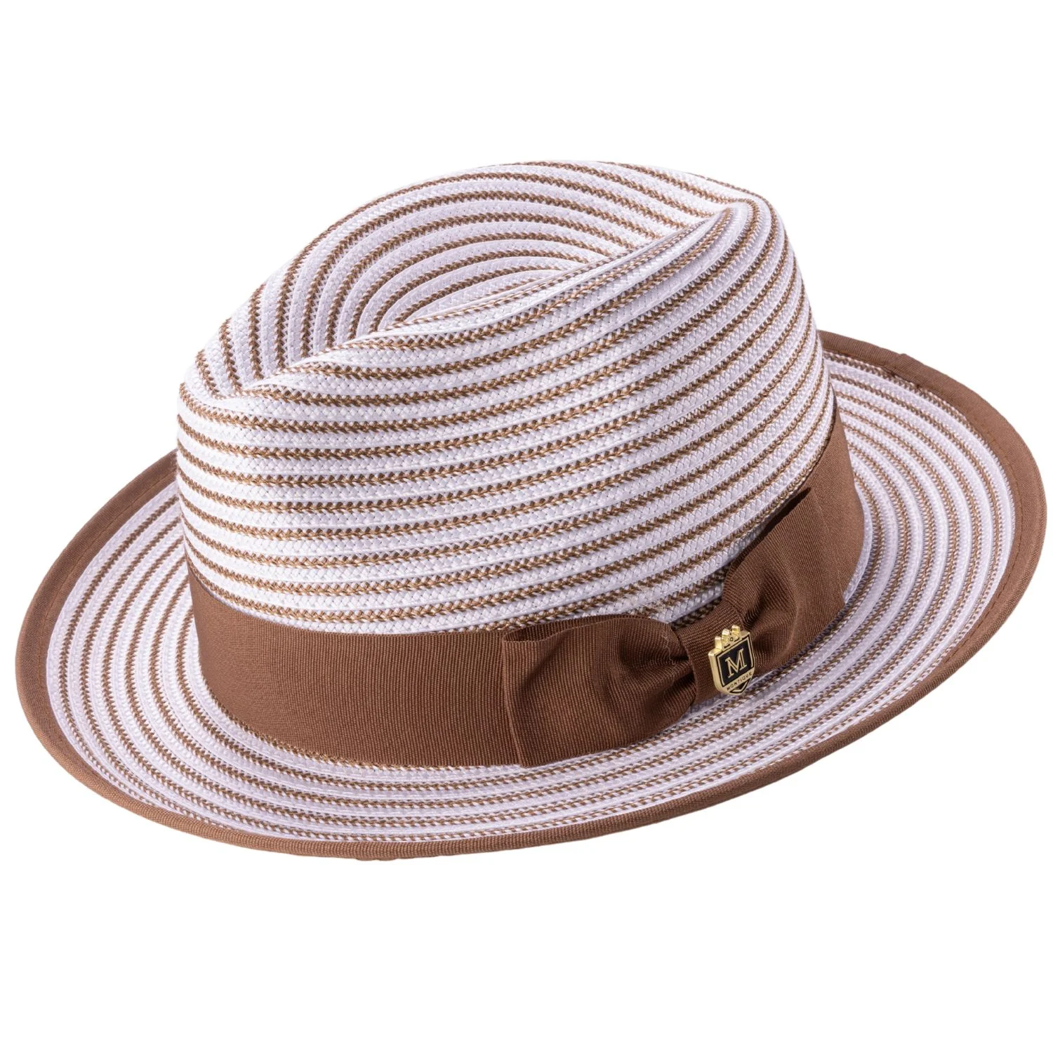 Striped Fedora Hat 2 1/4 Inch Brim Ribbon Band
