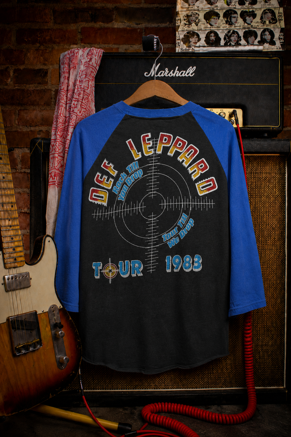 Rare Vintage Def Leppard Pyromania ’83 Raglan-Sleeve Tour T-Shirt