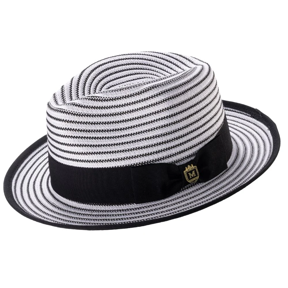 Striped Fedora Hat 2 1/4 Inch Brim Ribbon Band