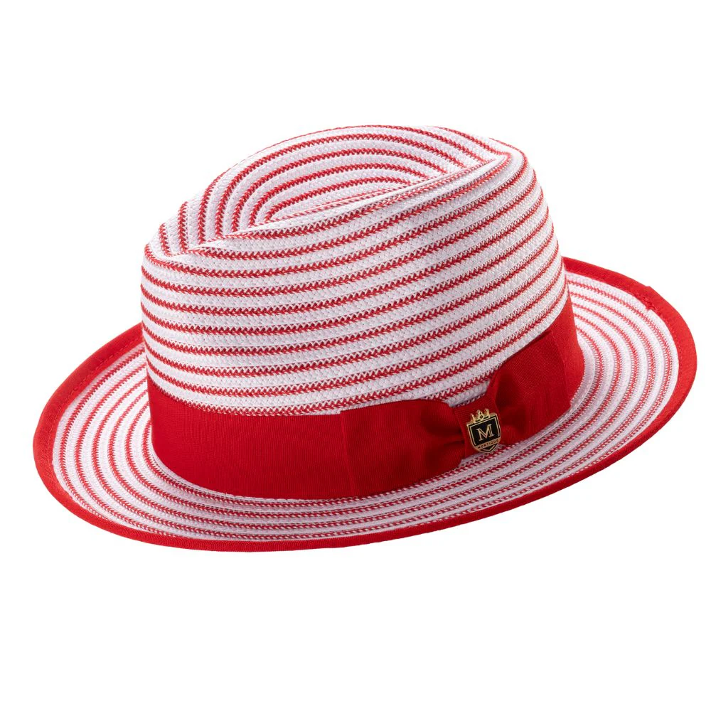 Striped Fedora Hat 2 1/4 Inch Brim Ribbon Band