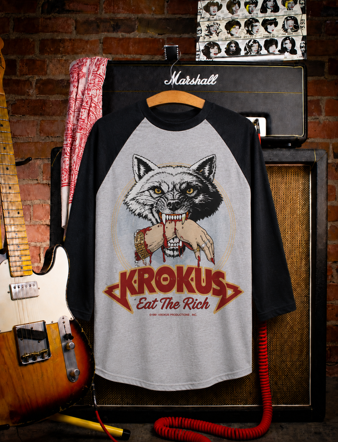 Front graphic with snarling wolf and Eat the Rich Krokus lettering
