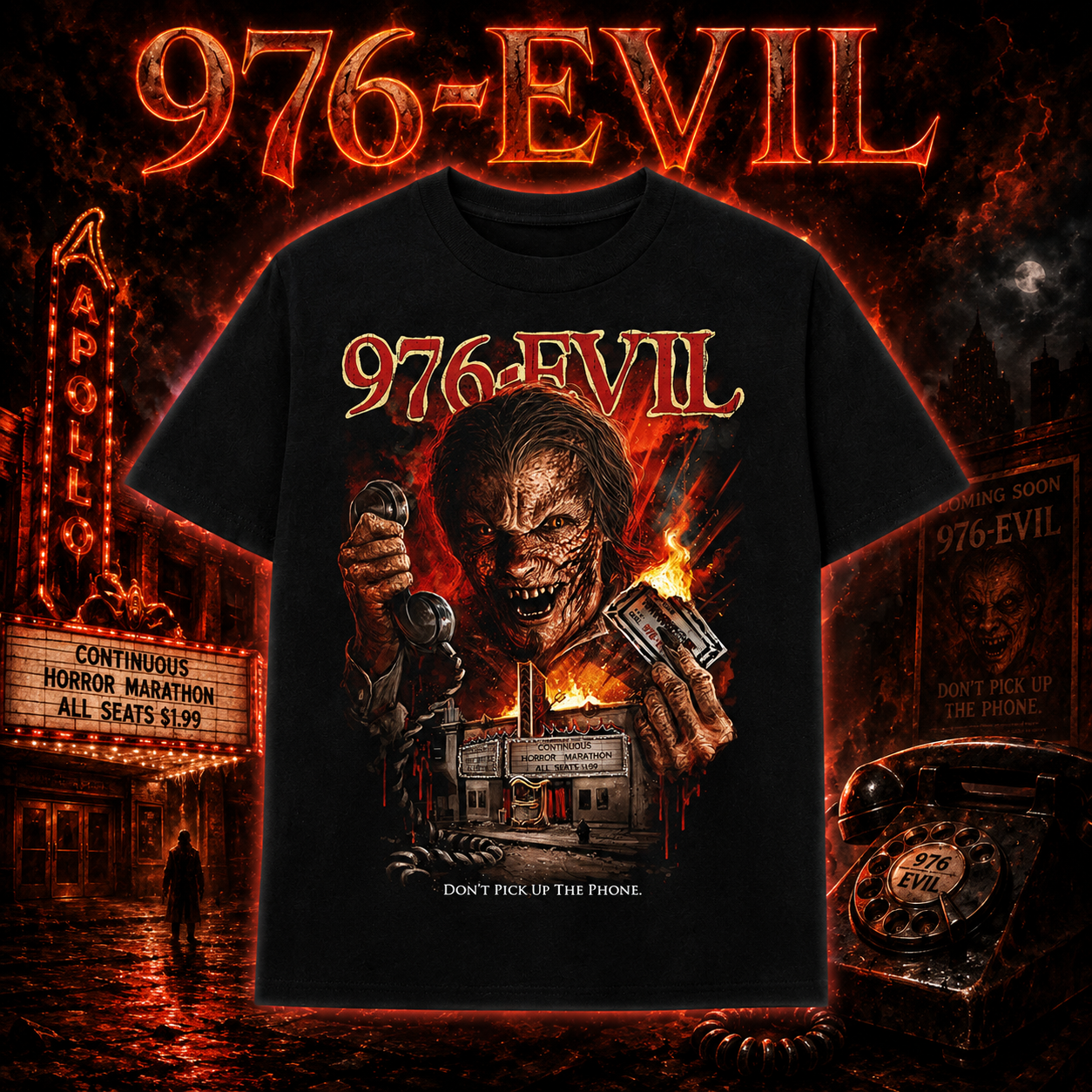 976-Evil: Don't Pick Up the Phone T-Shirt (Shaka Wear - Oversized)