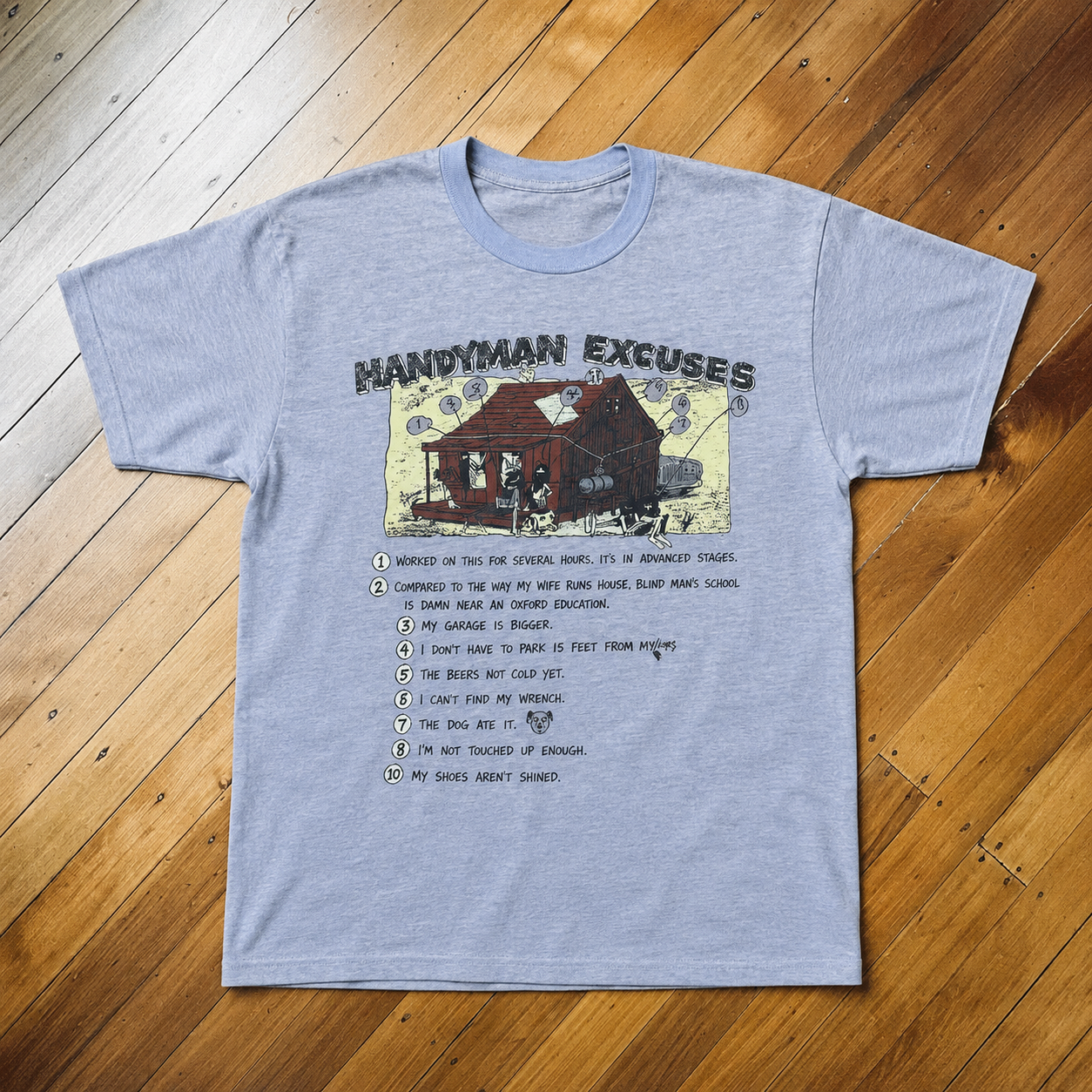 Vintage Handyman Excuses Graphic T Shirt 80s Gray
