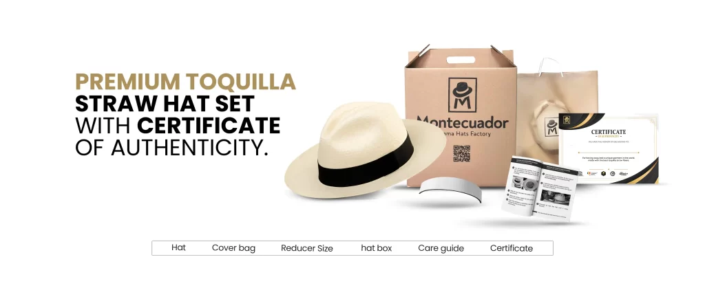 Montecristi hat, original complete set, handmade with fine toquilla strands