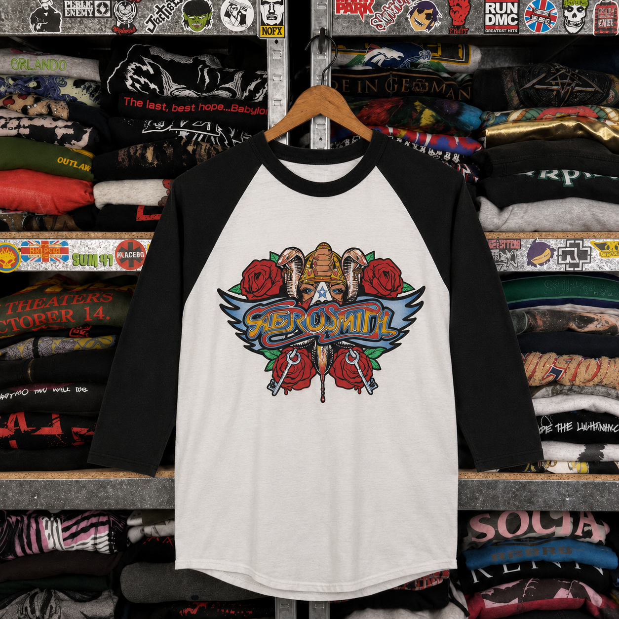 Rare Vintage Aerosmith Raglan Shirt – Hard to Find, Nearly Sold Out