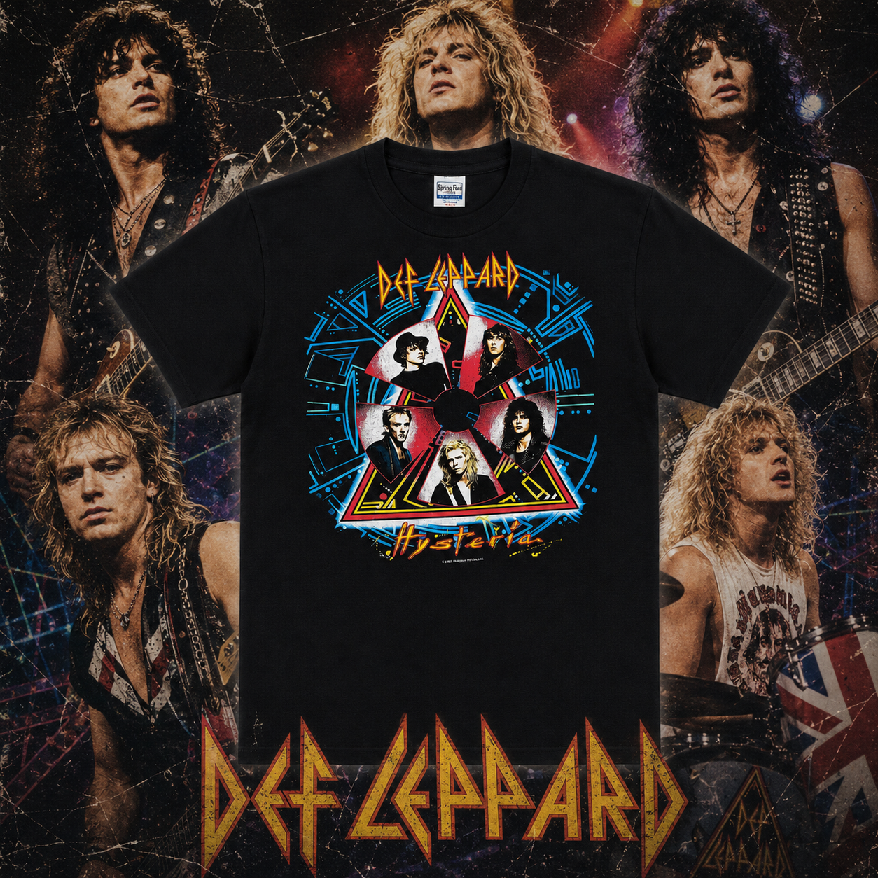 Vintage 80s DEF LEPPARD Hysteria 1988 tour concert t shirt with tour cities on back