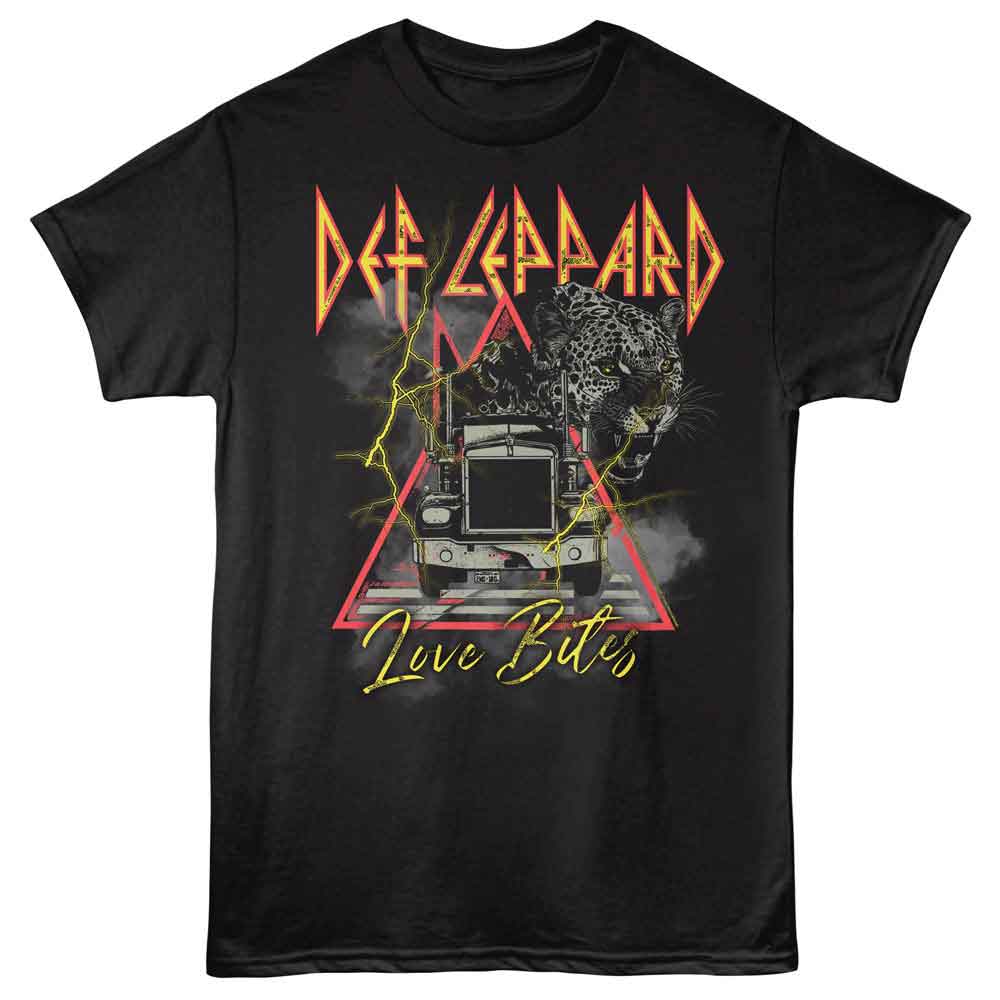 Def Leppard Love Bites Lightning Truck Black T-Shirt