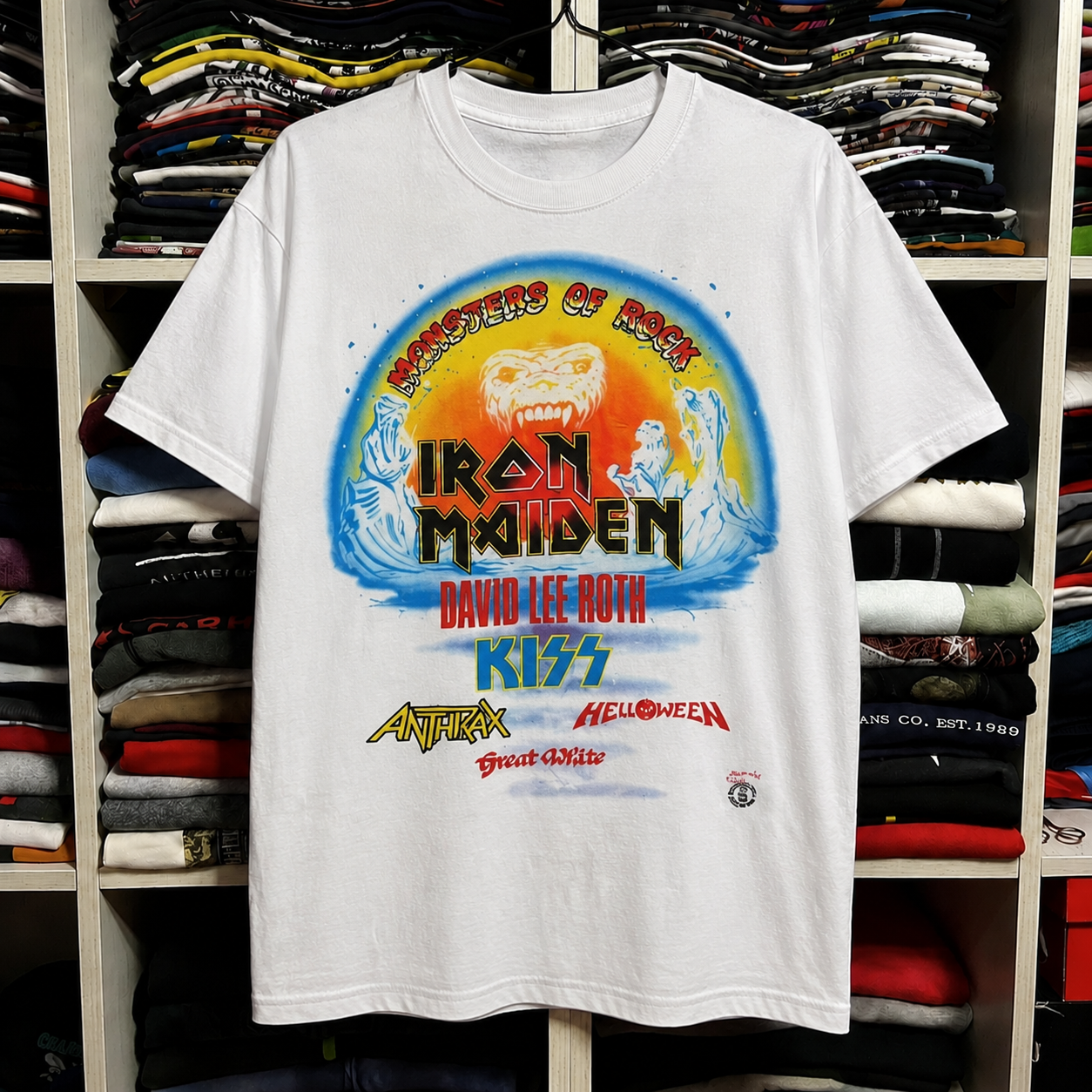 White Monsters of Rock T-shirt with retro festival artwork