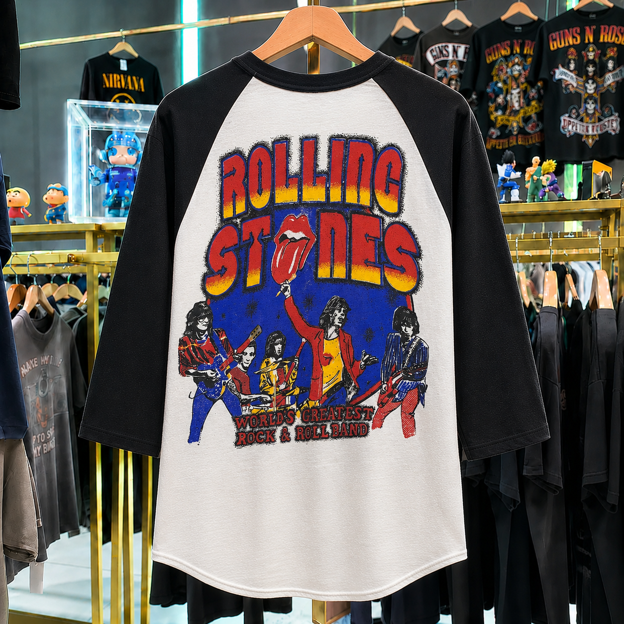 Hard-To-Find Vintage Rolling Stones Raglan, Almost Gone Collectible