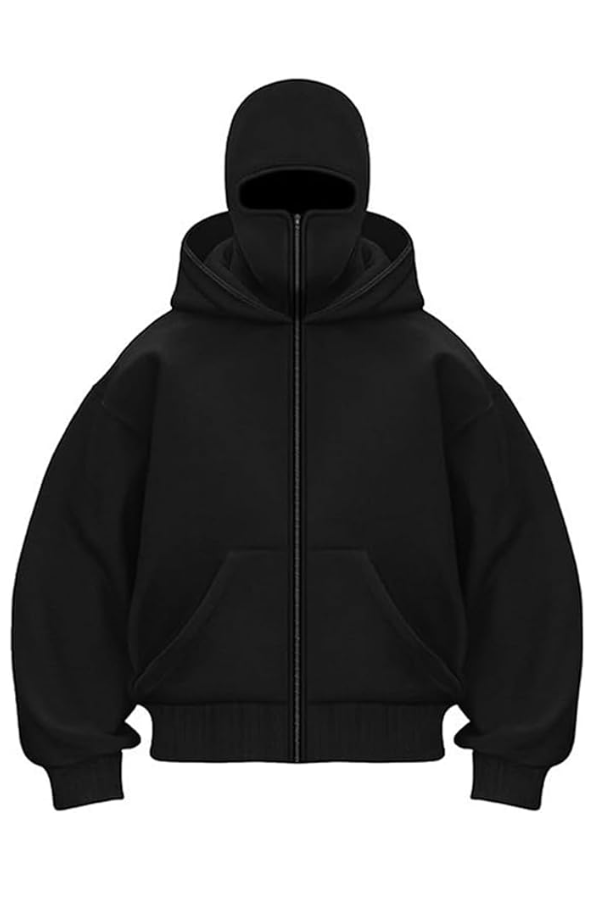 Balaklava double-zip windproof winter men's hoodie