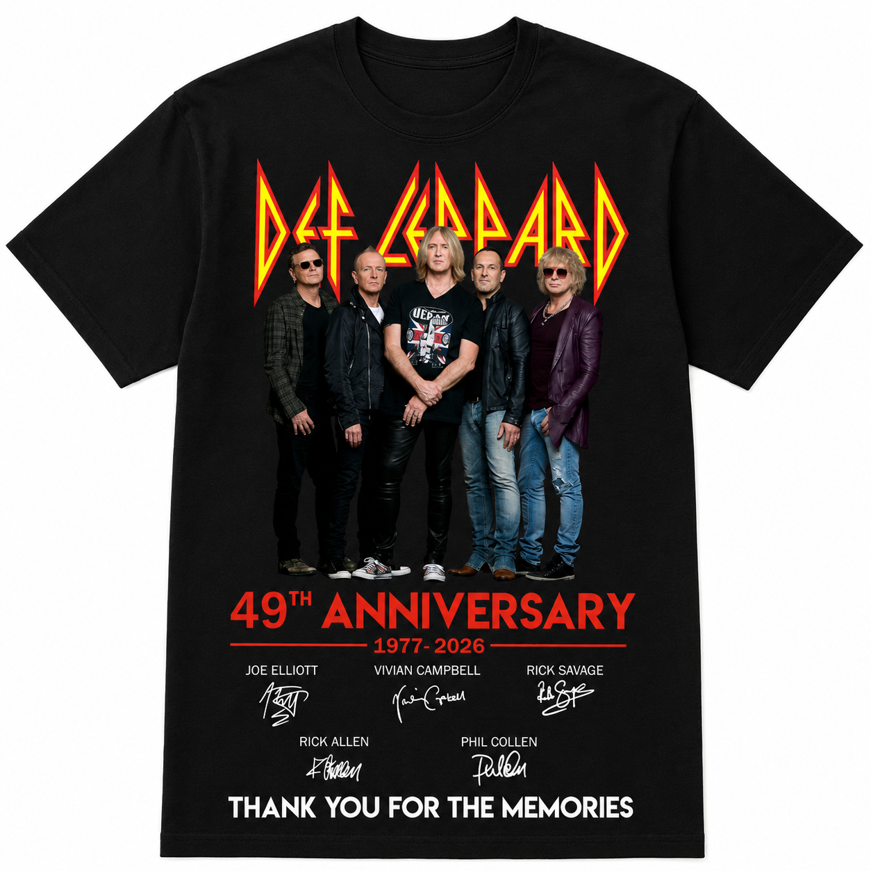 Def Leppard 49th Anniversary Commemorative T-Shirt｜1977–2026 Thank You For The Memories 🎸🔥