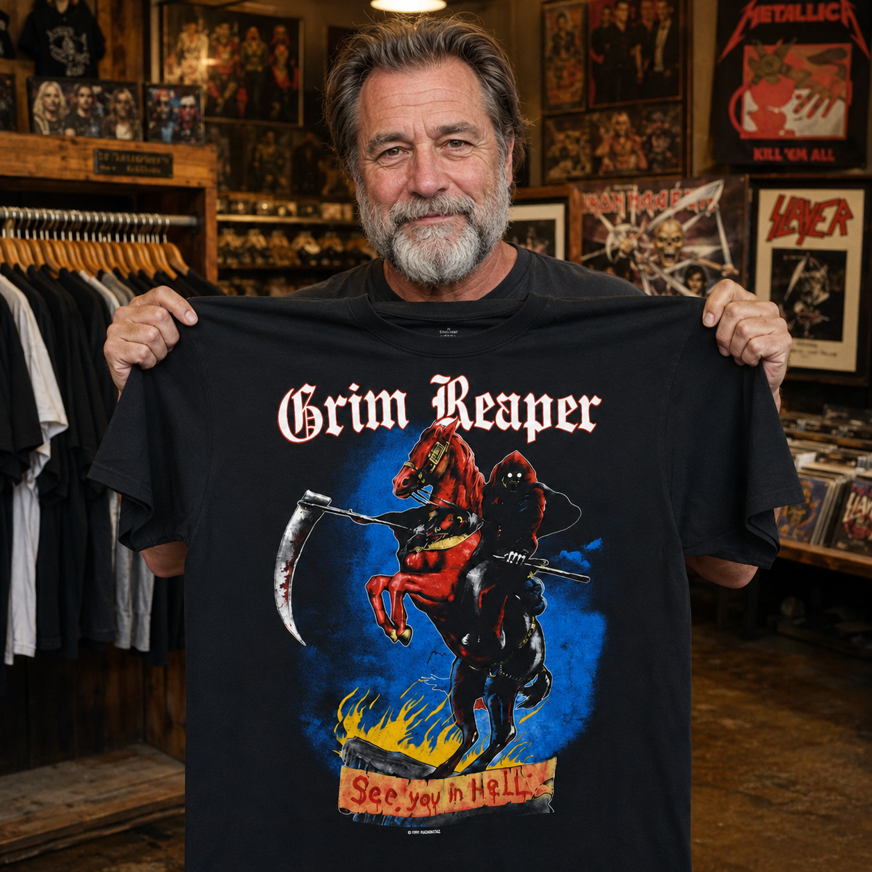 Vintage 80s GRIM REAPER See You In Hell 1984 tour concert band t shirt