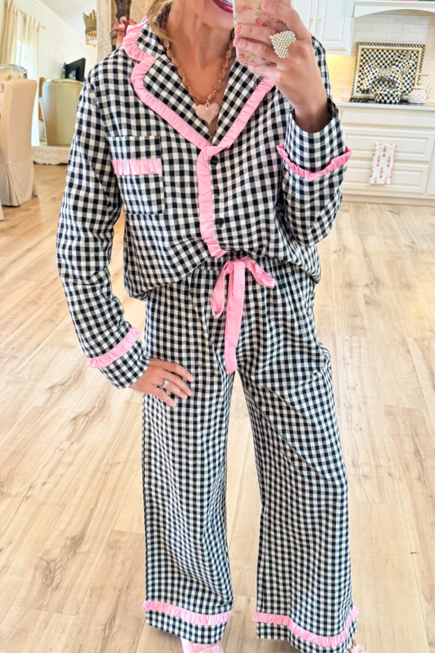 Black Gingham Pajamas Set